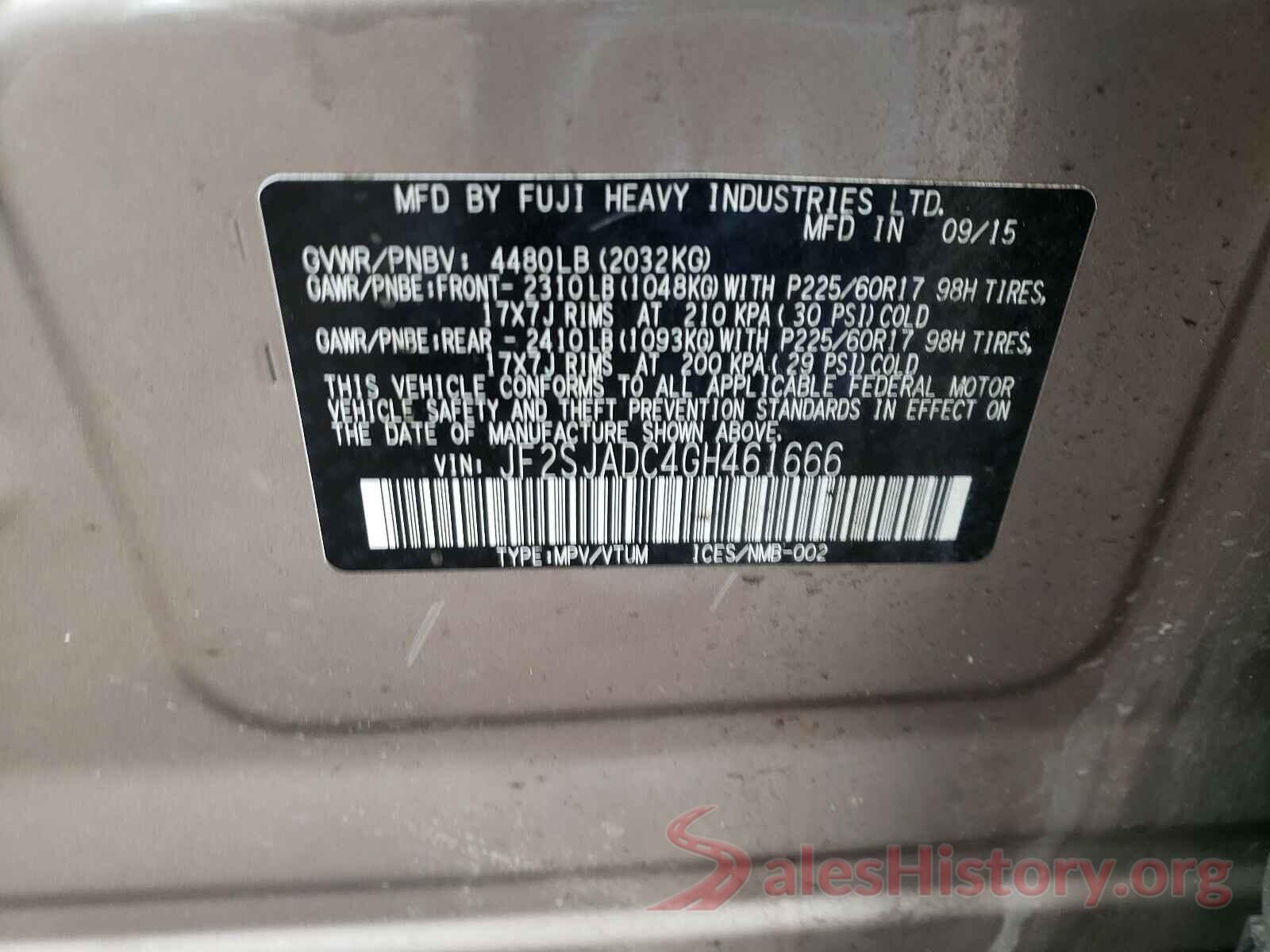 JF2SJADC4GH461666 2016 SUBARU FORESTER