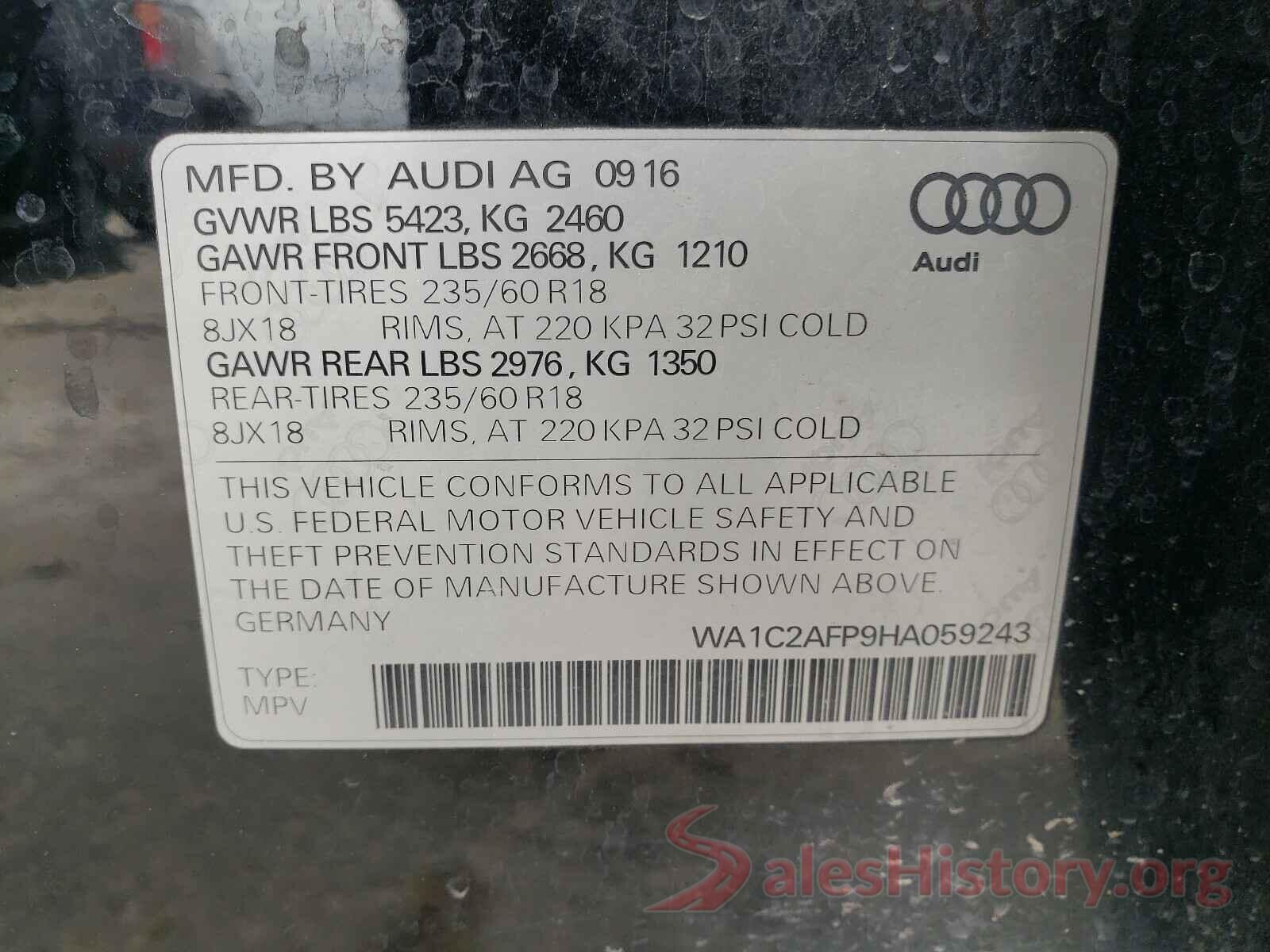 WA1C2AFP9HA059243 2017 AUDI Q5