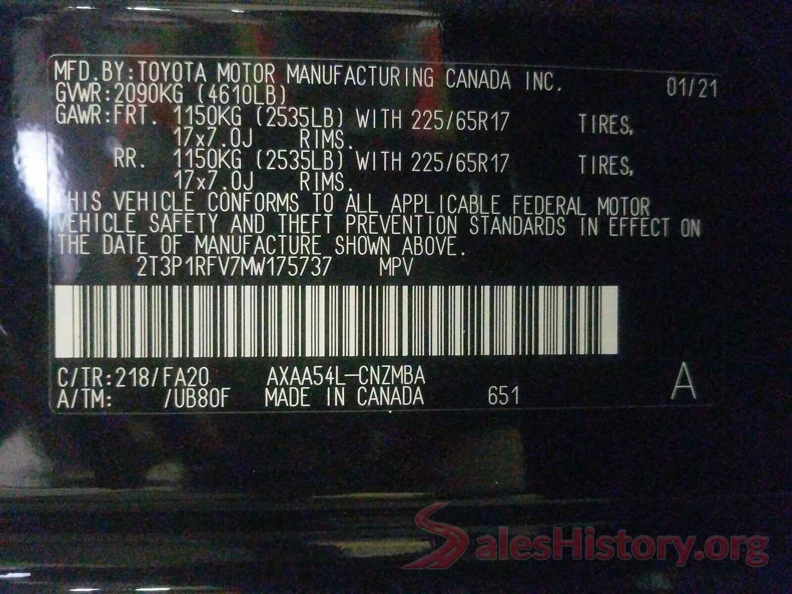 2T3P1RFV7MW175737 2021 TOYOTA RAV4