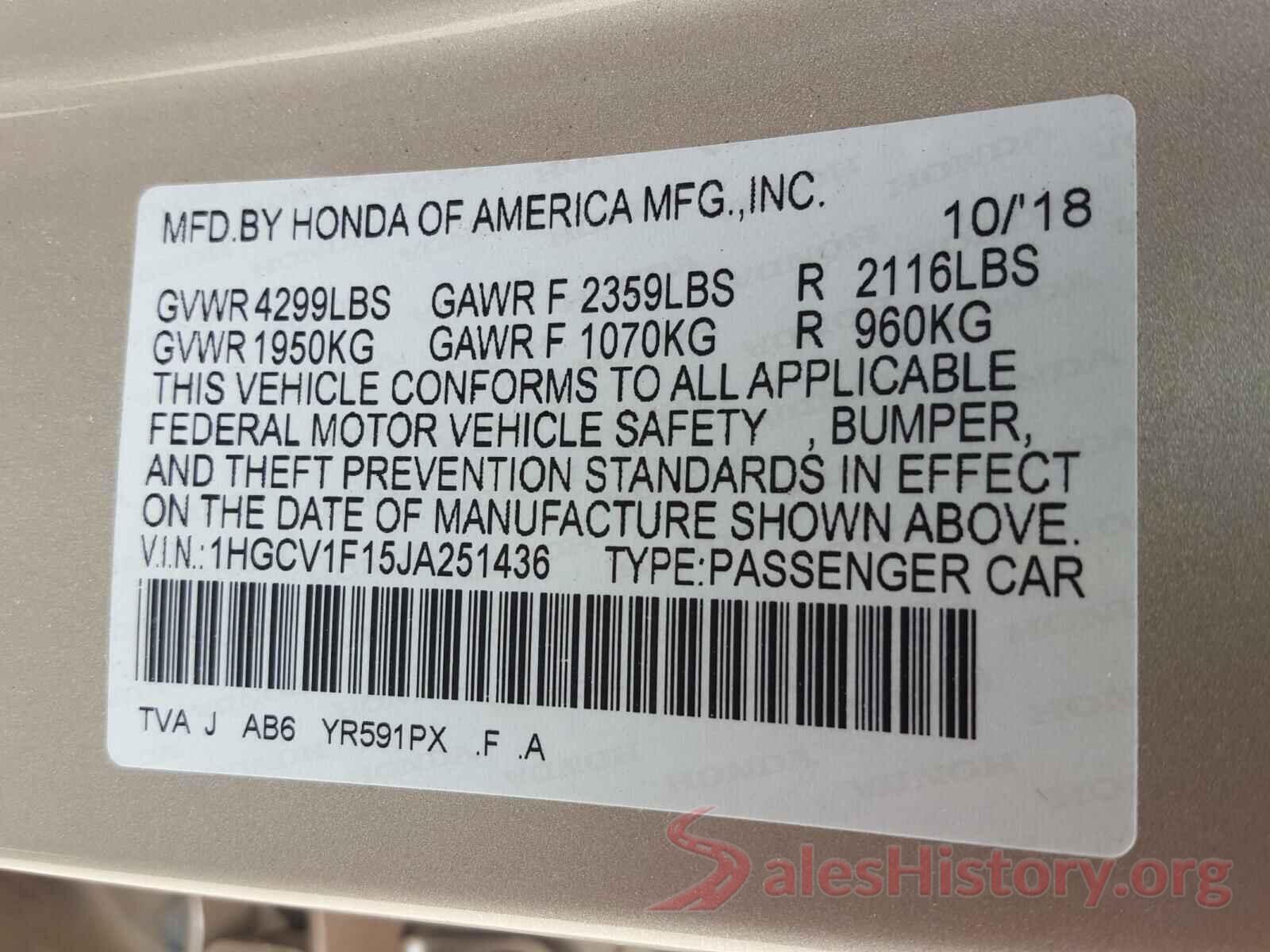 1HGCV1F15JA251436 2018 HONDA ACCORD