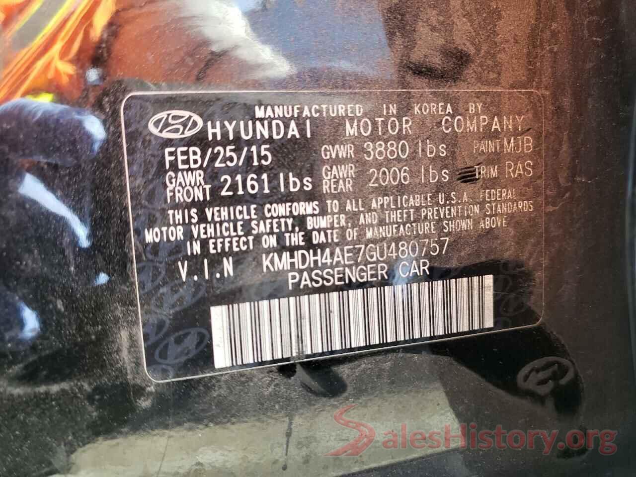 KMHDH4AE7GU480757 2016 HYUNDAI ELANTRA