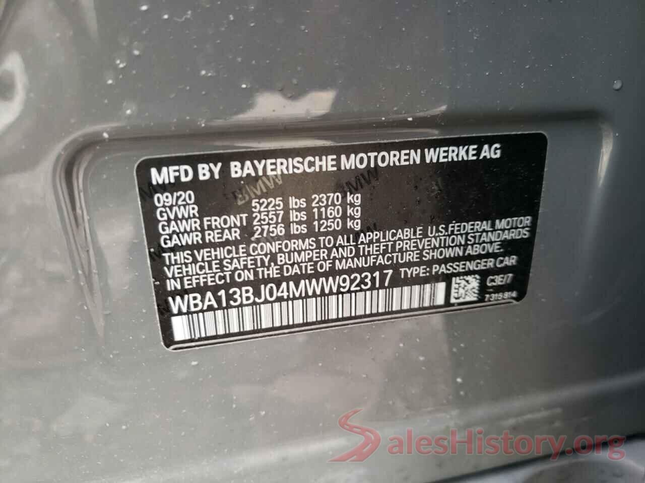 WBA13BJ04MWW92317 2021 BMW 5 SERIES