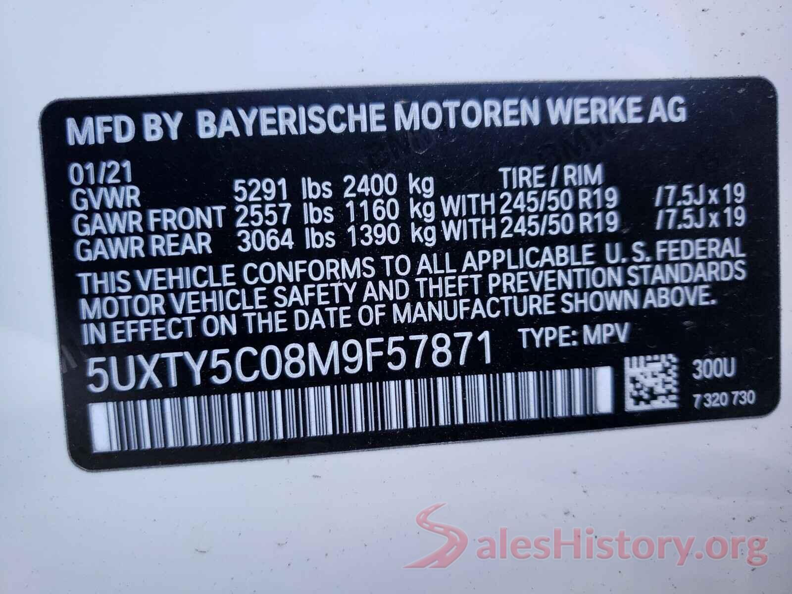 5UXTY5C08M9F57871 2021 BMW X3