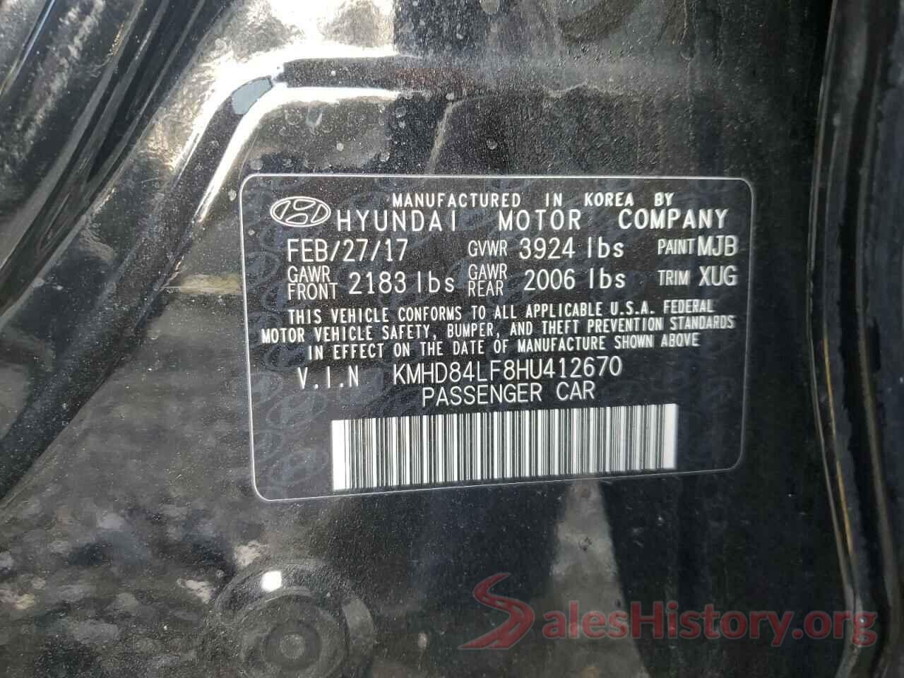 KMHD84LF8HU412670 2017 HYUNDAI ELANTRA