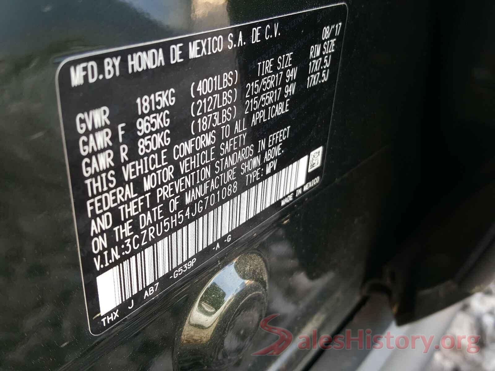 3CZRU5H54JG701088 2018 HONDA HR-V