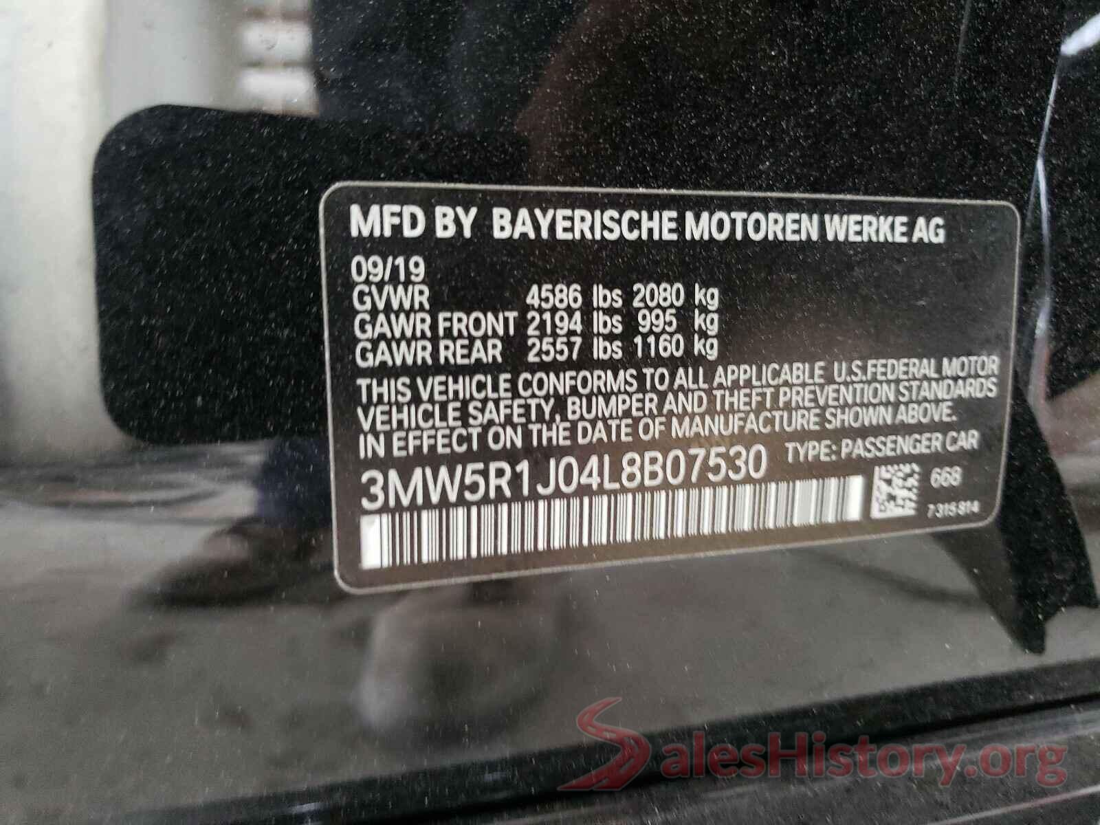 3MW5R1J04L8B07530 2020 BMW 3 SERIES