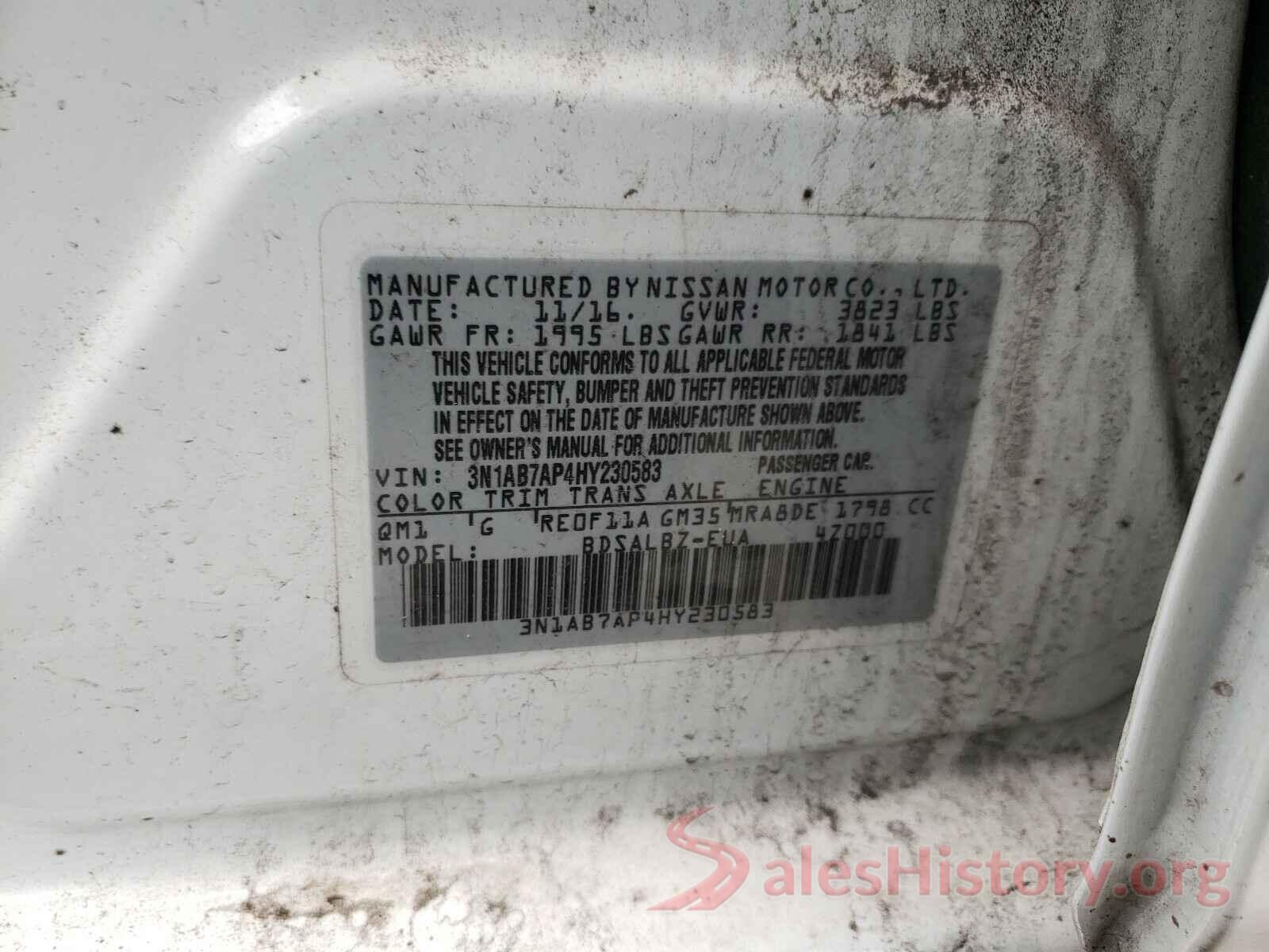 3N1AB7AP4HY230583 2017 NISSAN SENTRA