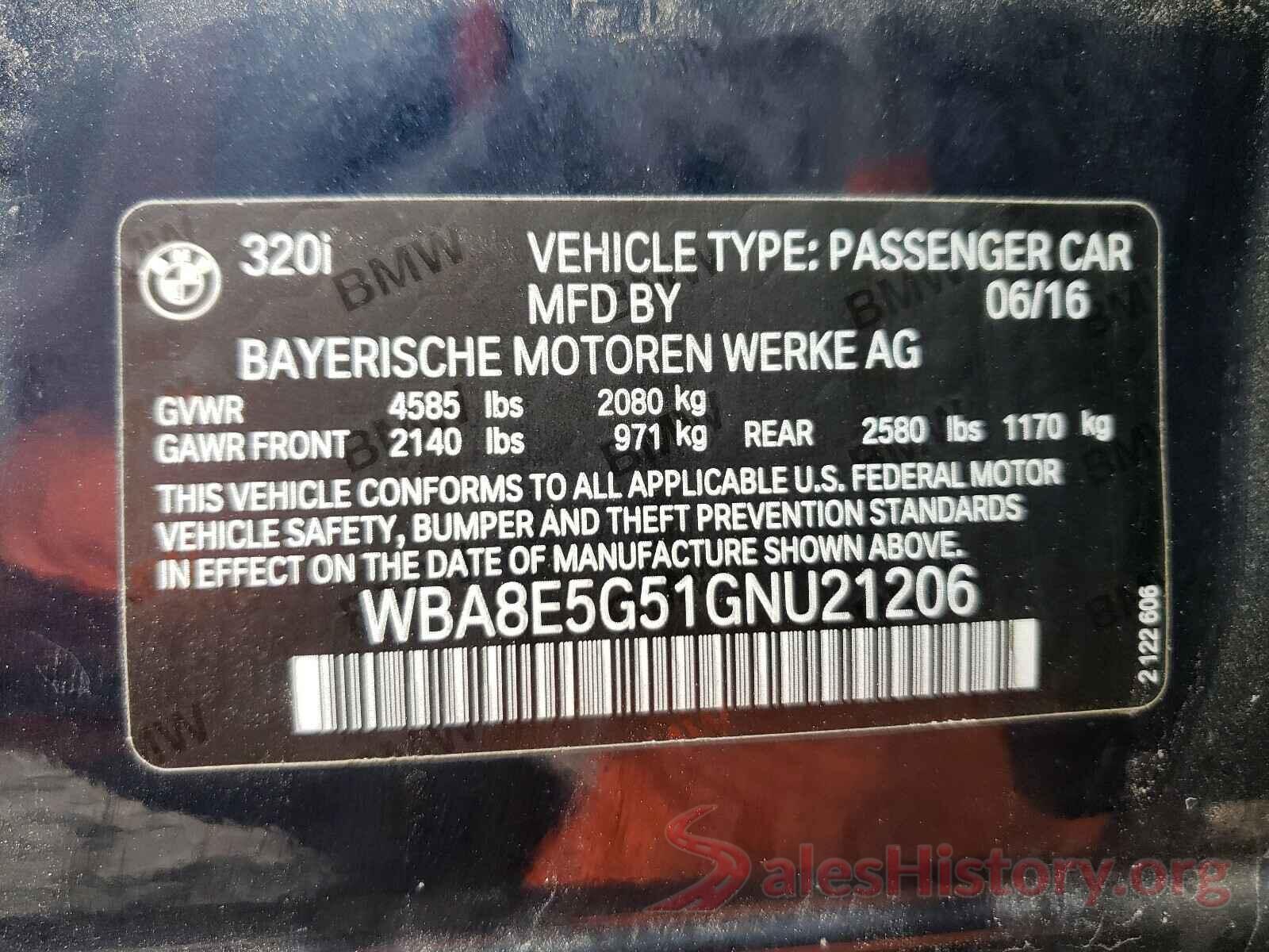 WBA8E5G51GNU21206 2016 BMW 3 SERIES