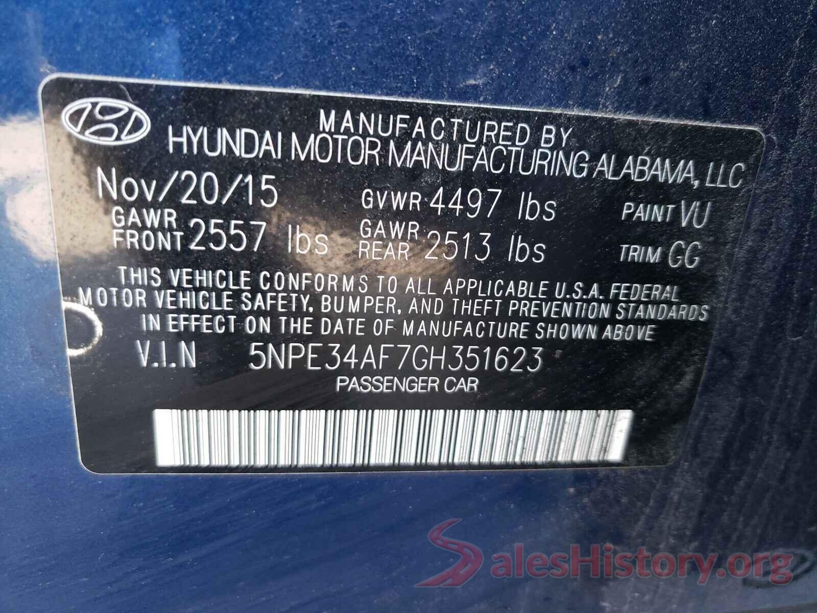 5NPE34AF7GH351623 2016 HYUNDAI SONATA