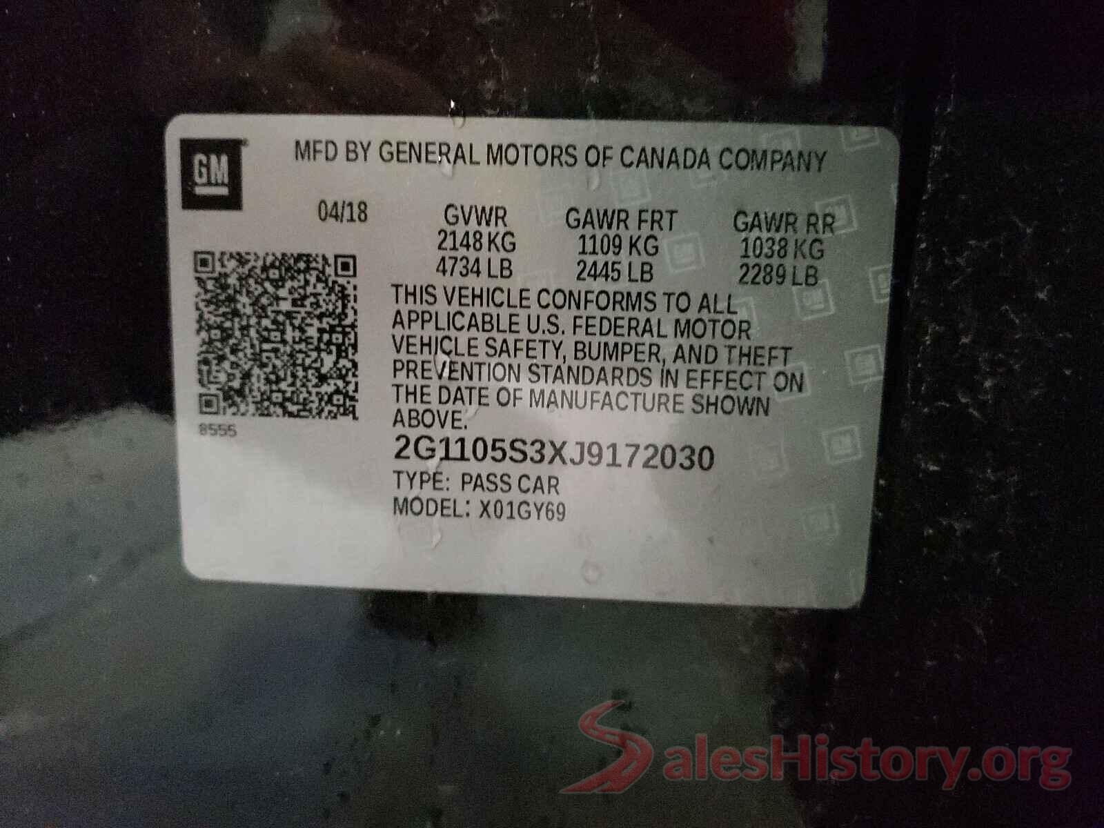 2G1105S3XJ9172030 2018 CHEVROLET IMPALA