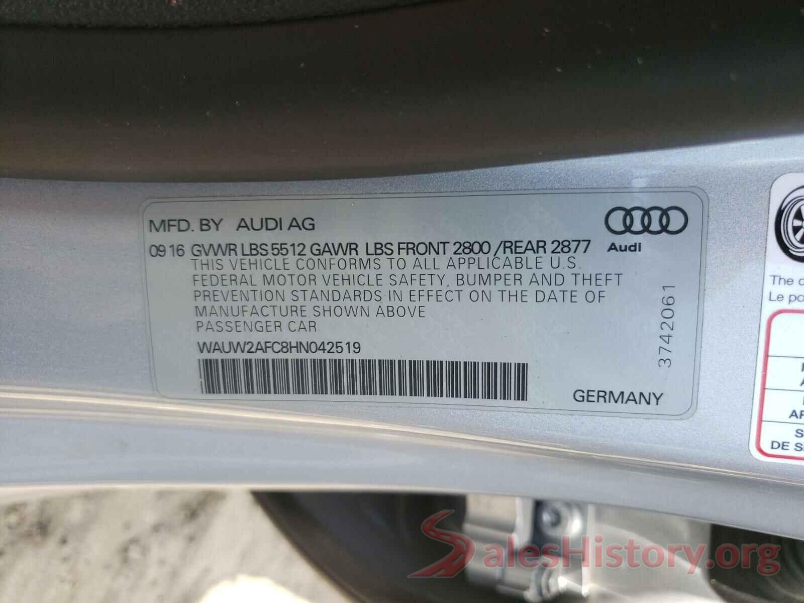 WAUW2AFC8HN042519 2017 AUDI A7