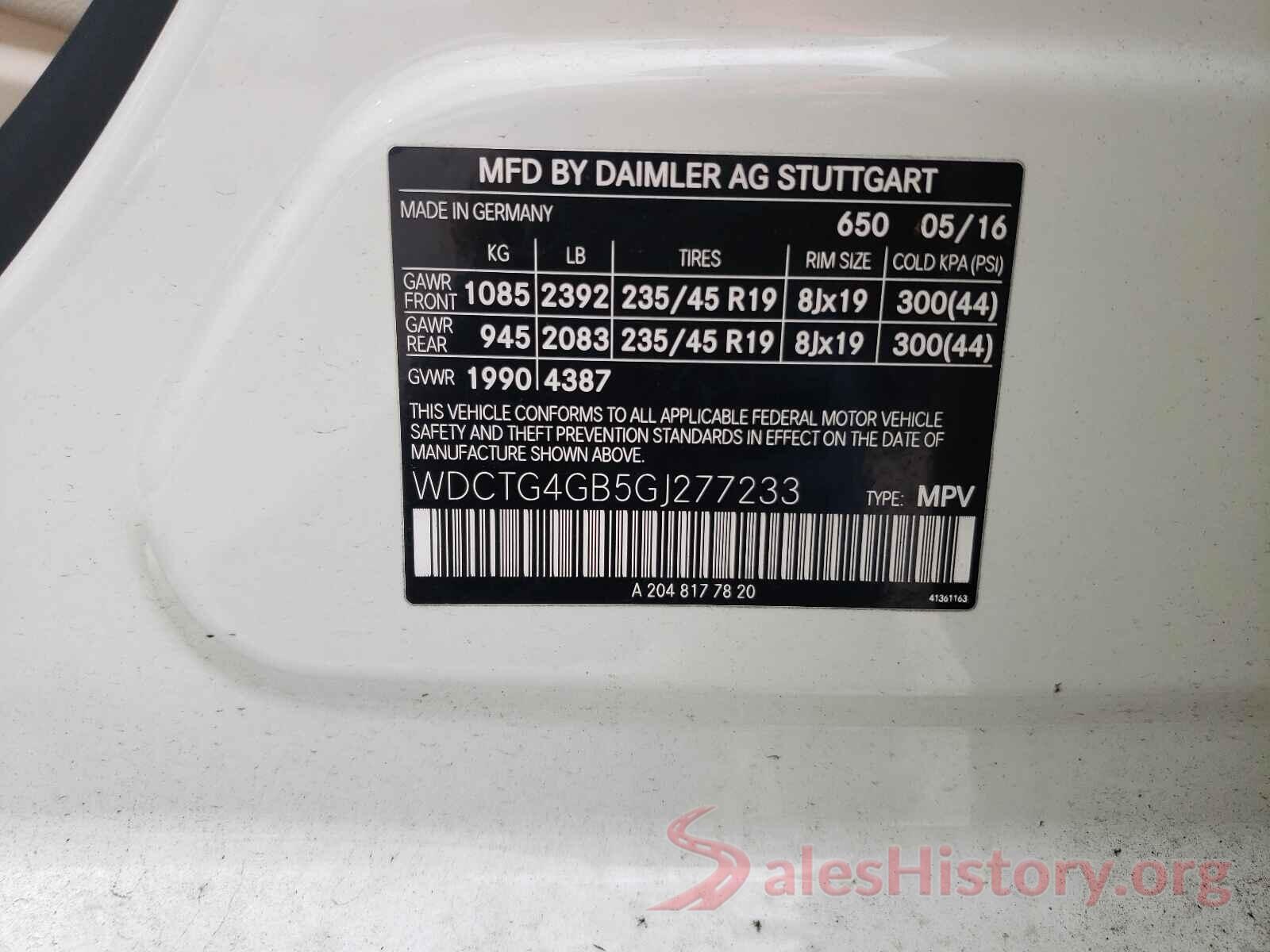 WDCTG4GB5GJ277233 2016 MERCEDES-BENZ G CLASS