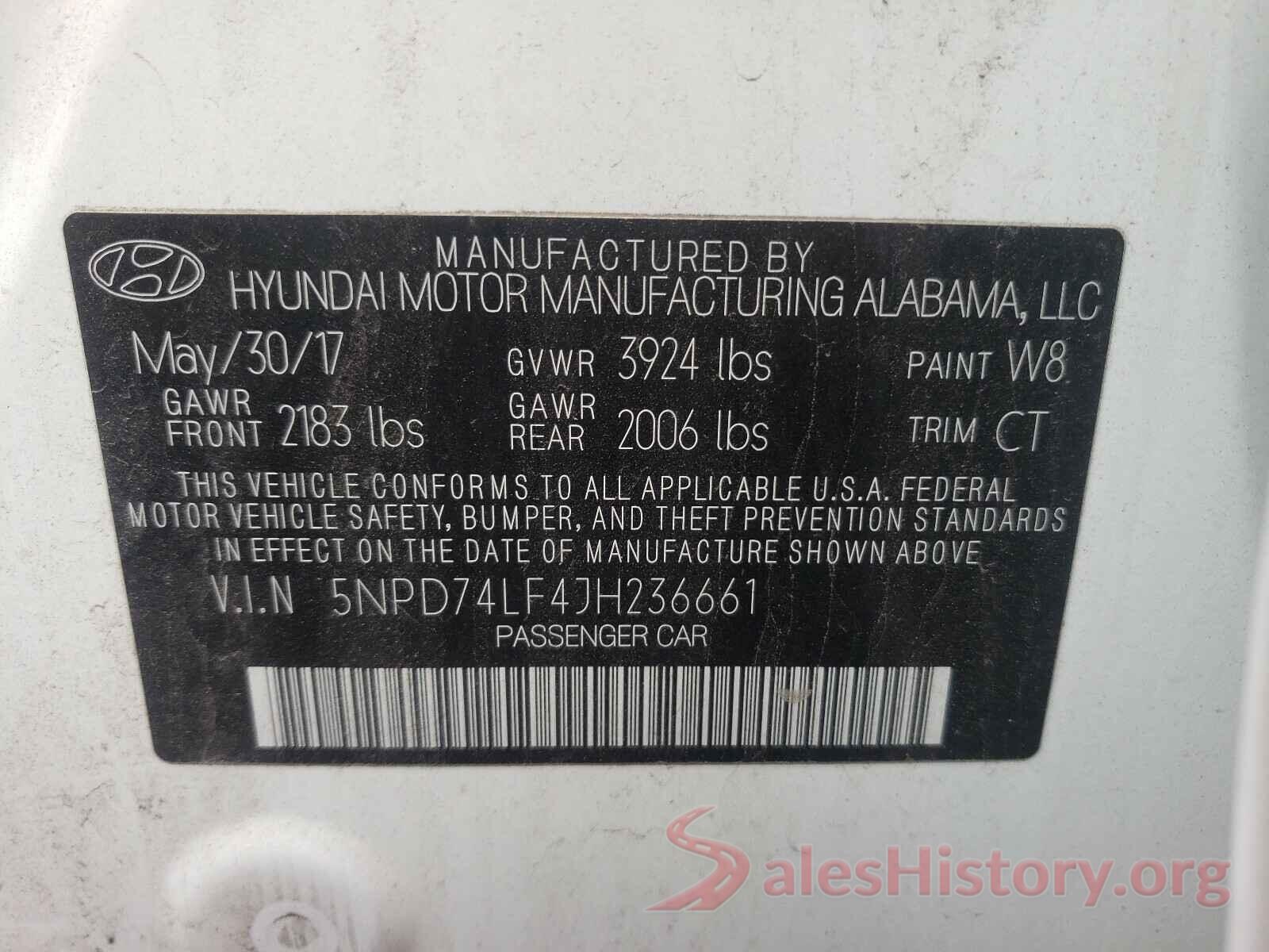 5NPD74LF4JH236661 2018 HYUNDAI ELANTRA