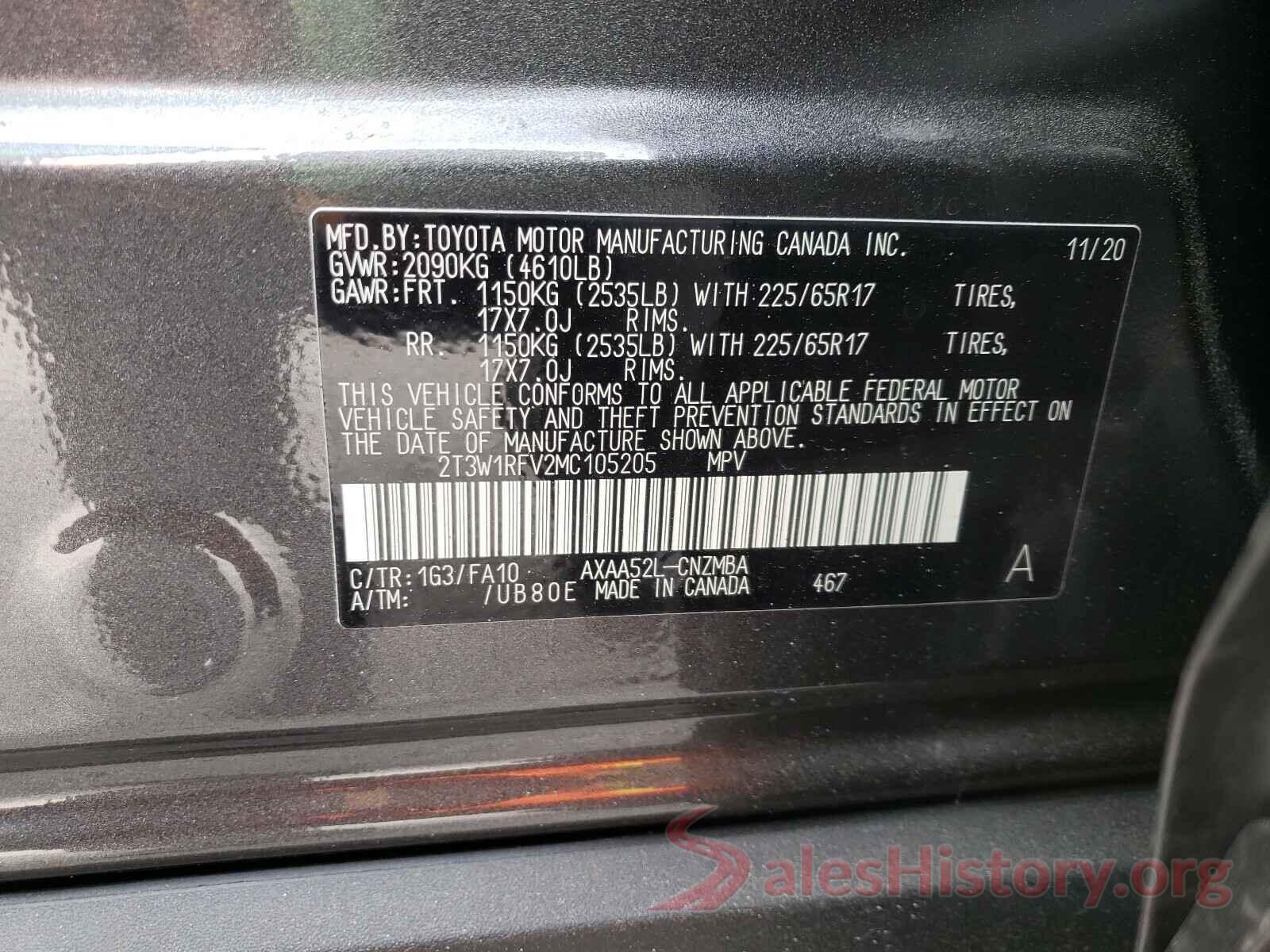 2T3W1RFV2MC105205 2021 TOYOTA RAV4