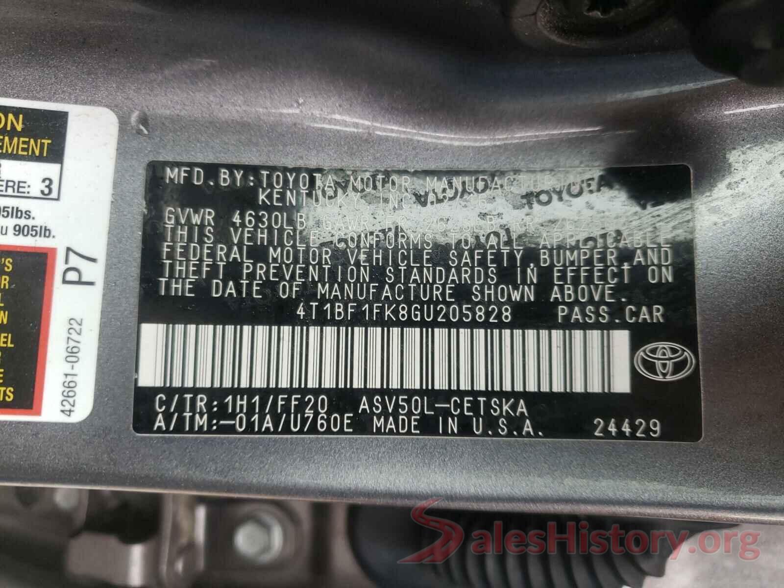 4T1BF1FK8GU205828 2016 TOYOTA CAMRY