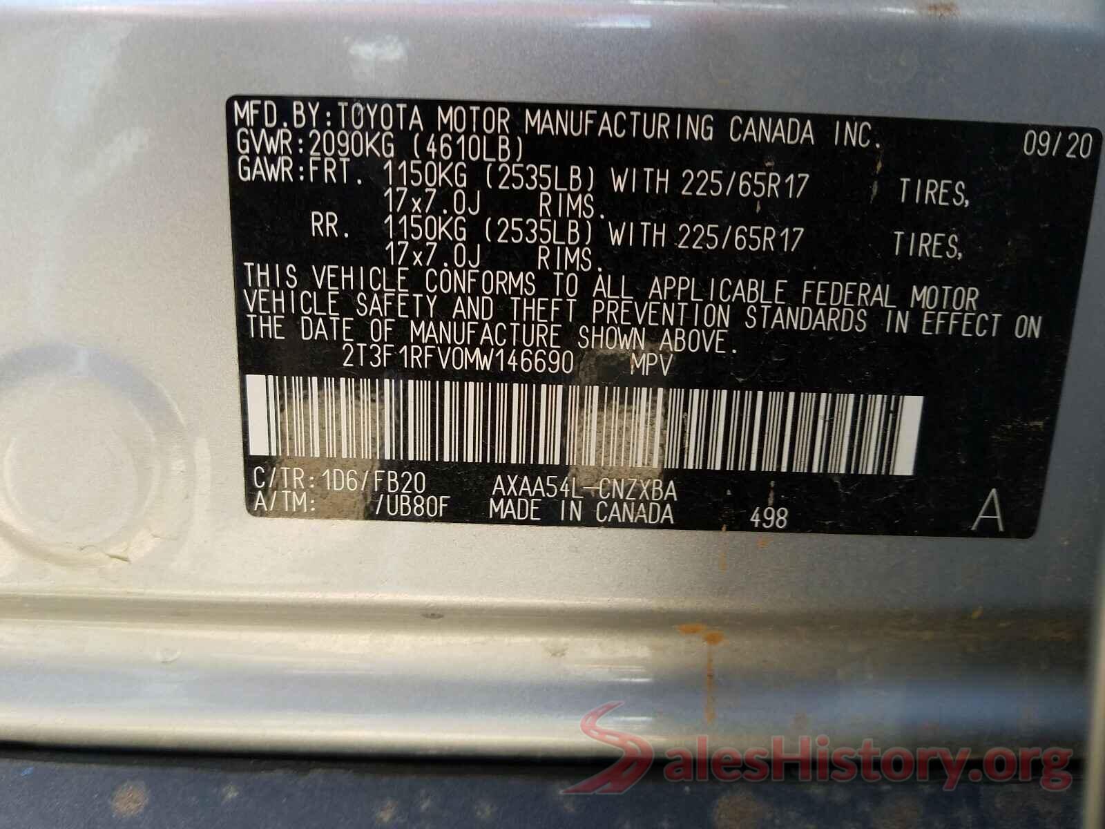 2T3F1RFV0MW146690 2021 TOYOTA RAV4