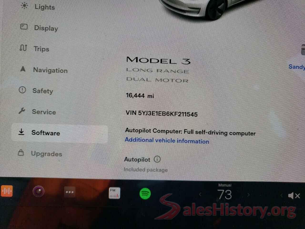 5YJ3E1EB6KF211545 2019 TESLA MODEL 3