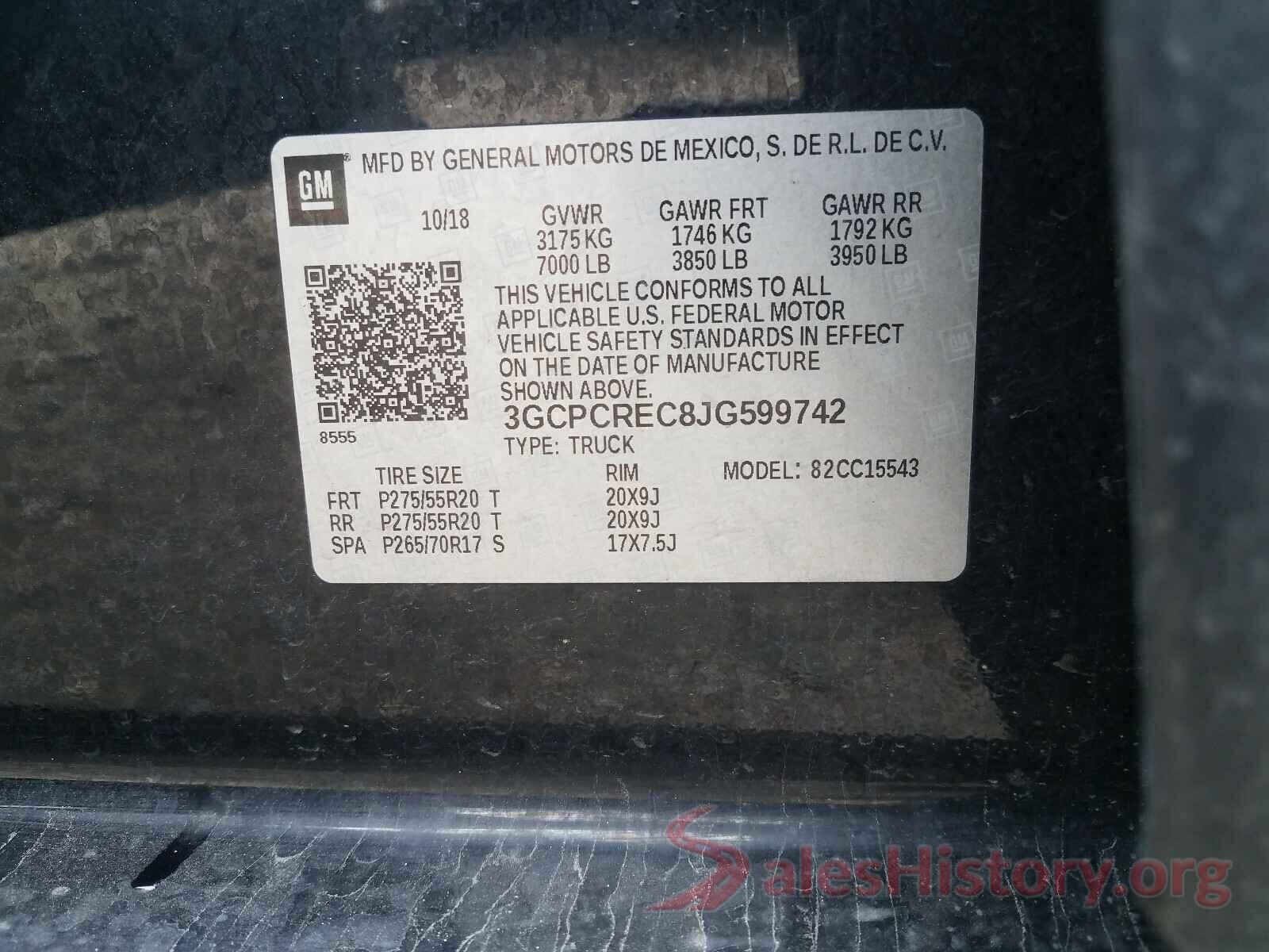 3GCPCREC8JG599742 2018 CHEVROLET SILVERADO