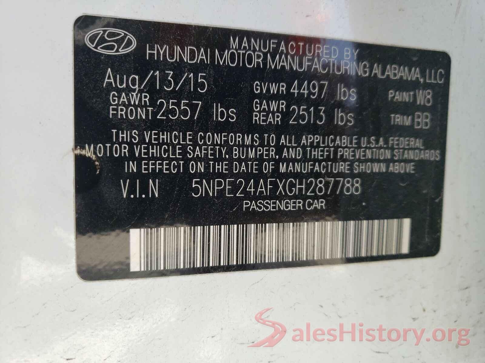 5NPE24AFXGH287788 2016 HYUNDAI SONATA