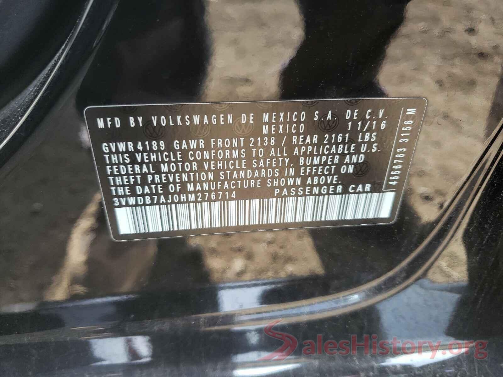 3VWDB7AJ0HM276714 2017 VOLKSWAGEN JETTA