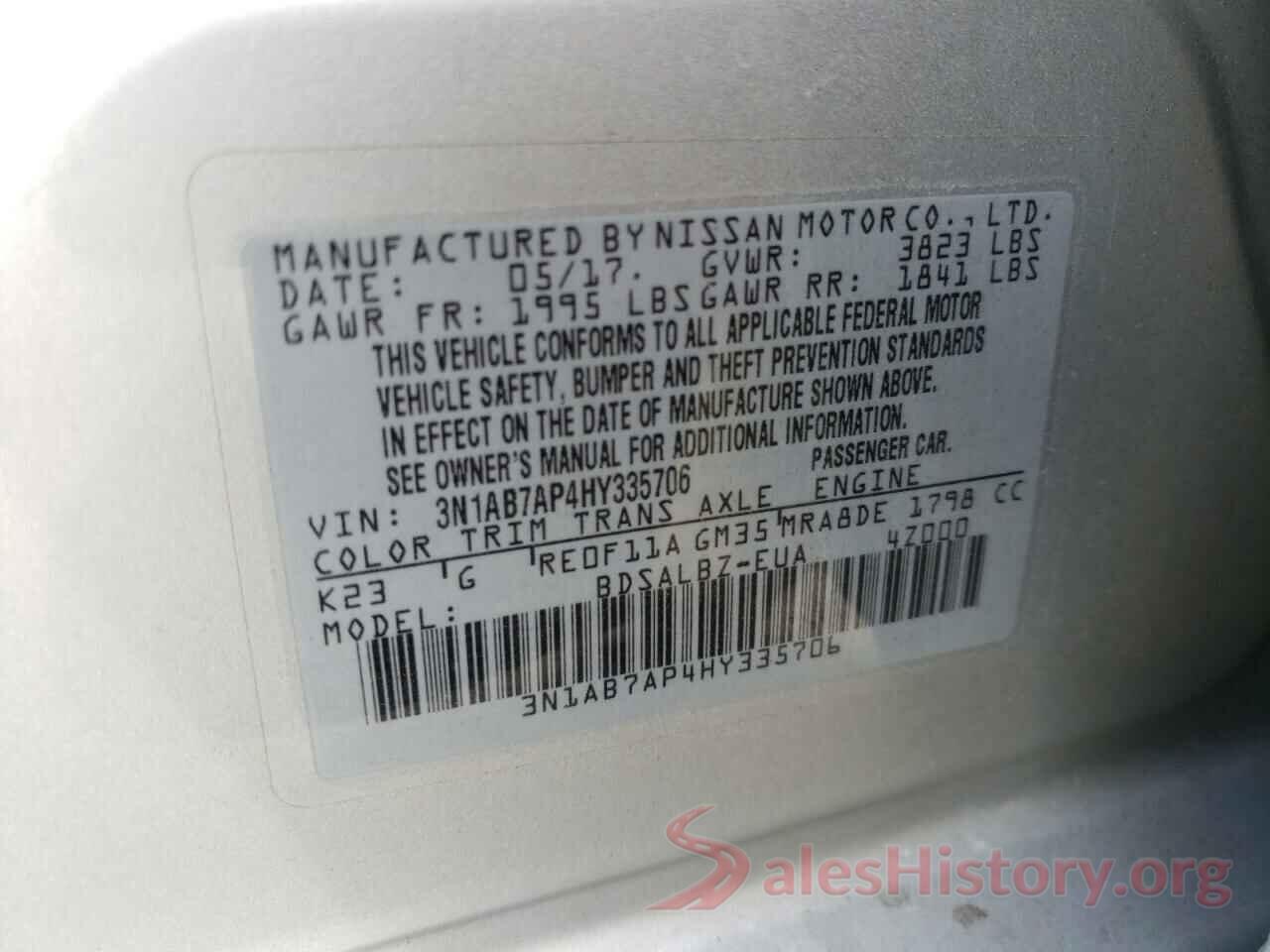 3N1AB7AP4HY335706 2017 NISSAN SENTRA