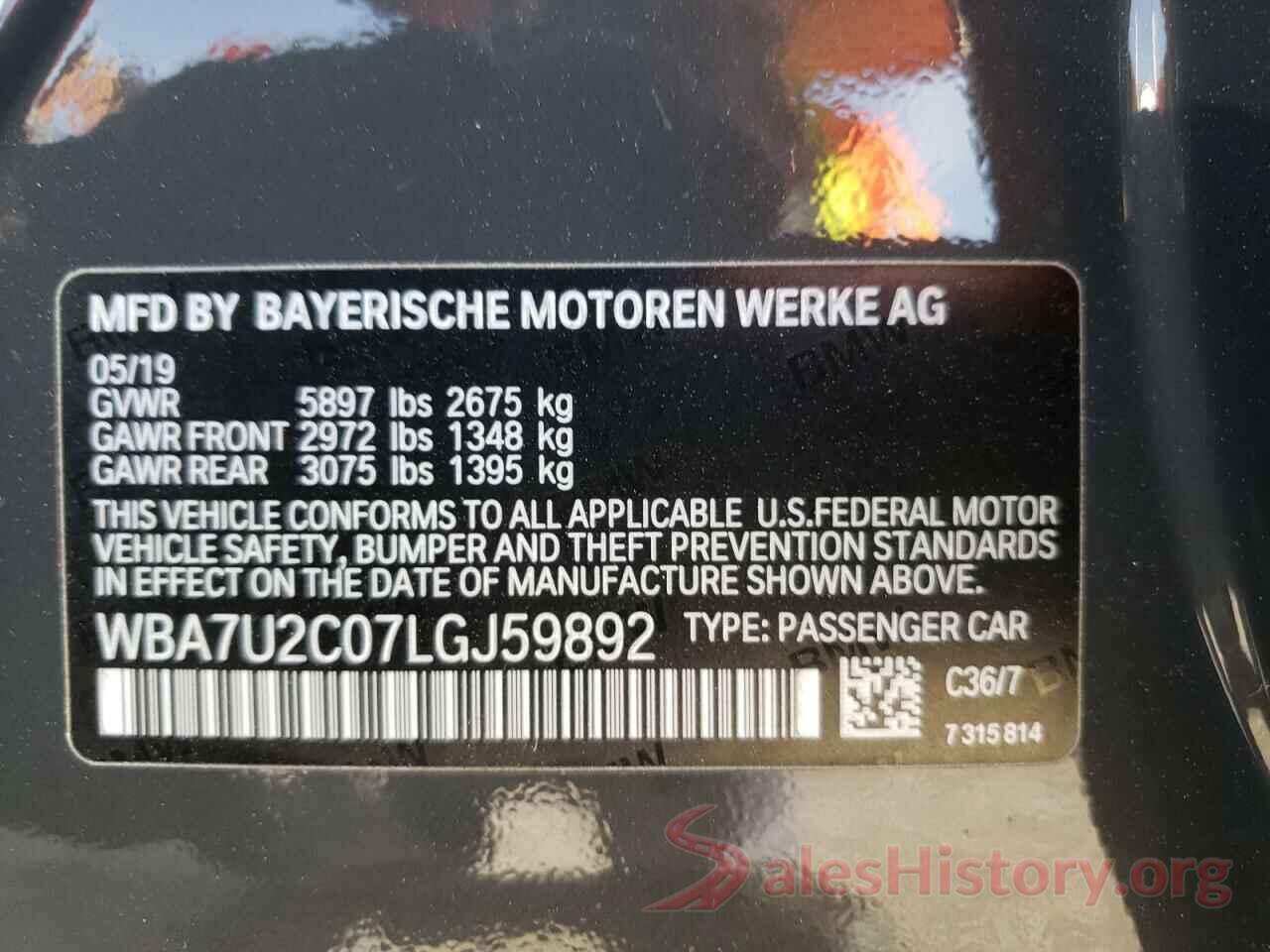 WBA7U2C07LGJ59892 2020 BMW 7 SERIES