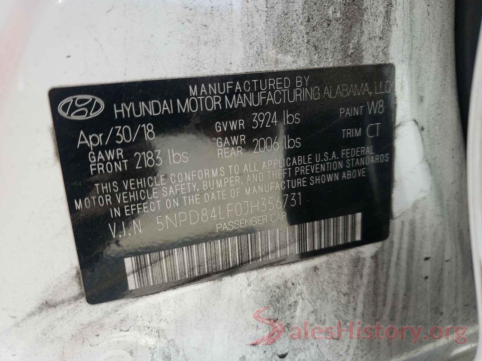 5NPD84LF0JH356731 2018 HYUNDAI ELANTRA