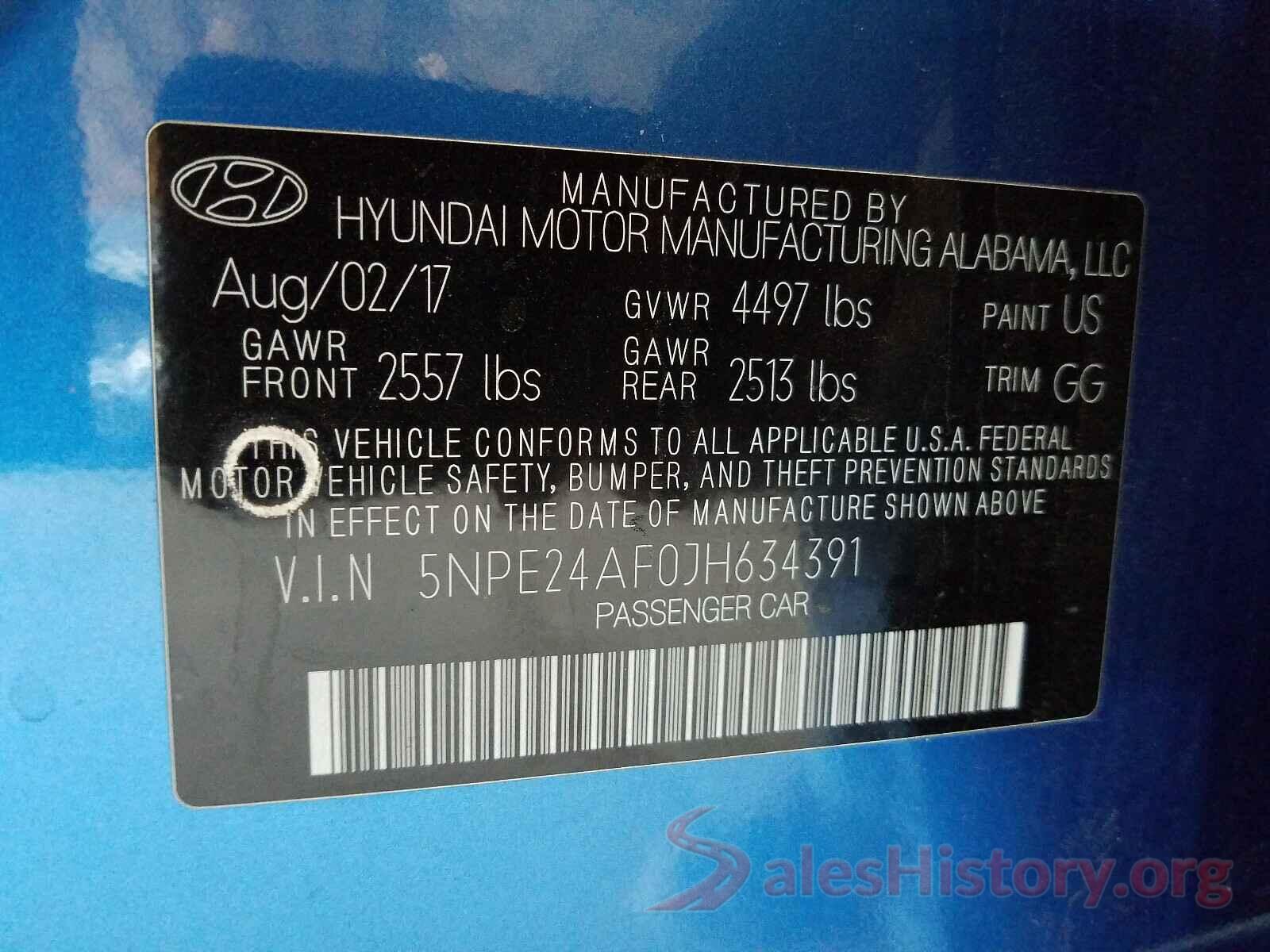 5NPE24AF0JH634391 2018 HYUNDAI SONATA