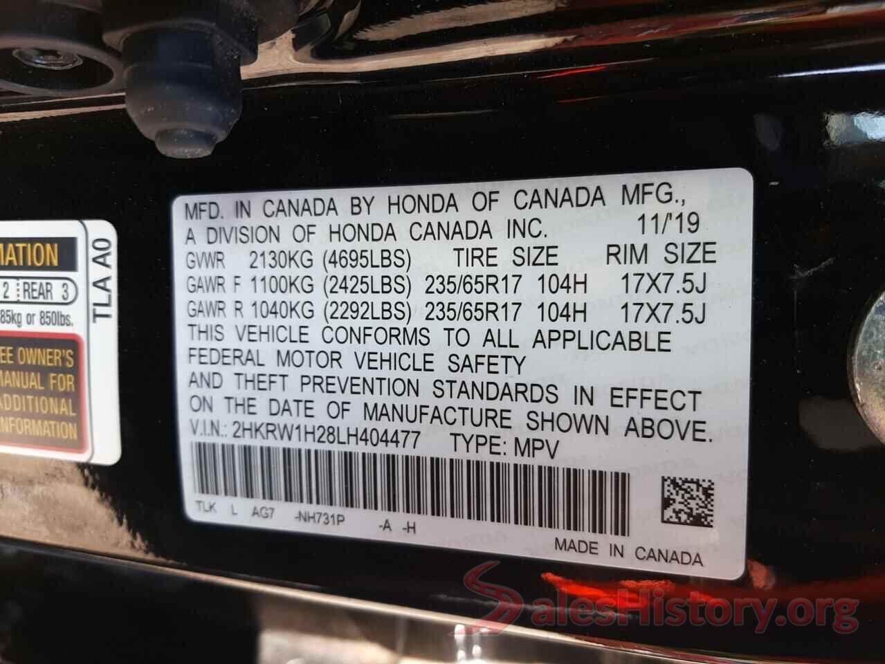 2HKRW1H28LH404477 2020 HONDA CRV