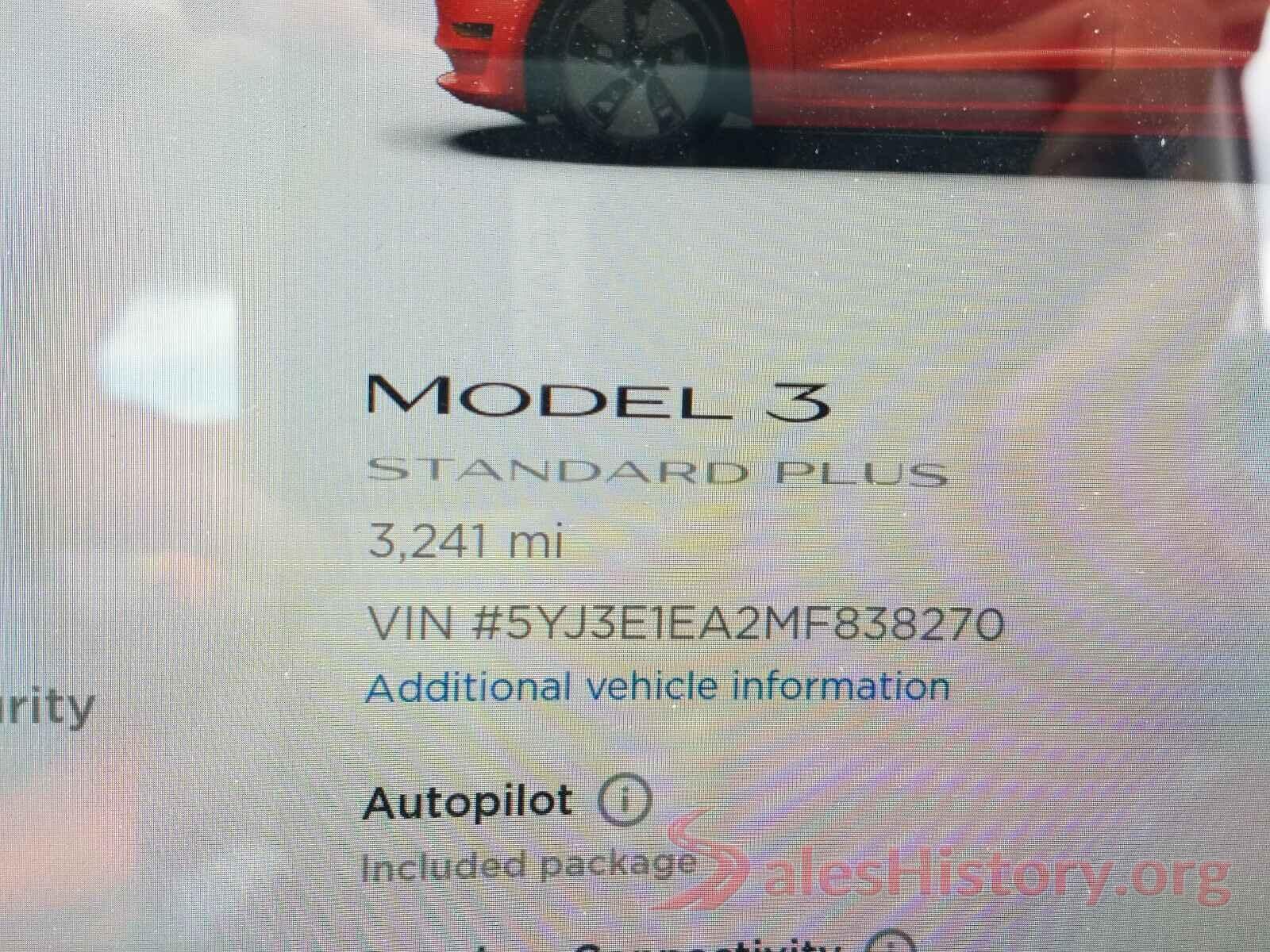 5YJ3E1EA2MF838270 2021 TESLA MODEL 3