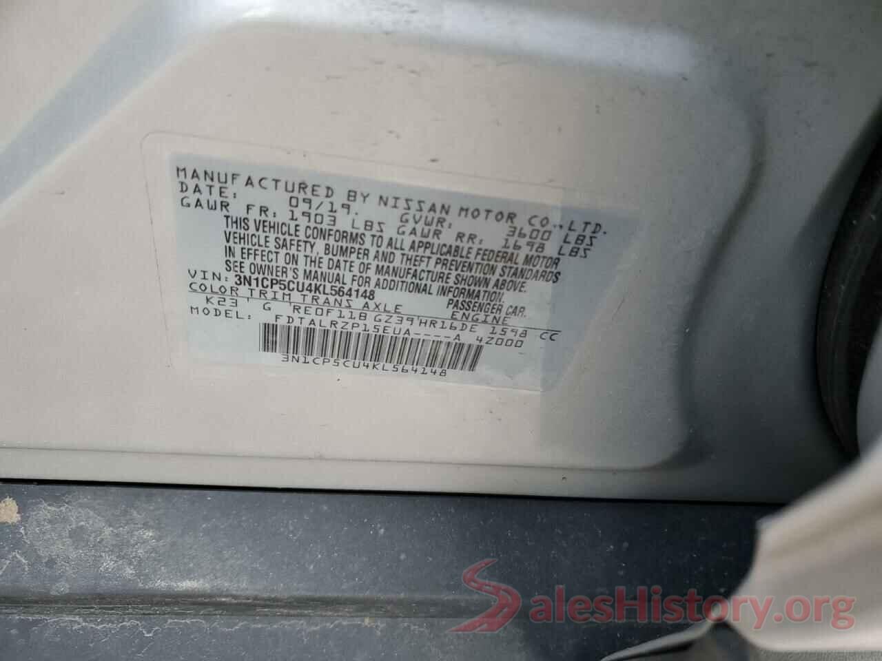 3N1CP5CU4KL564148 2019 NISSAN KICKS