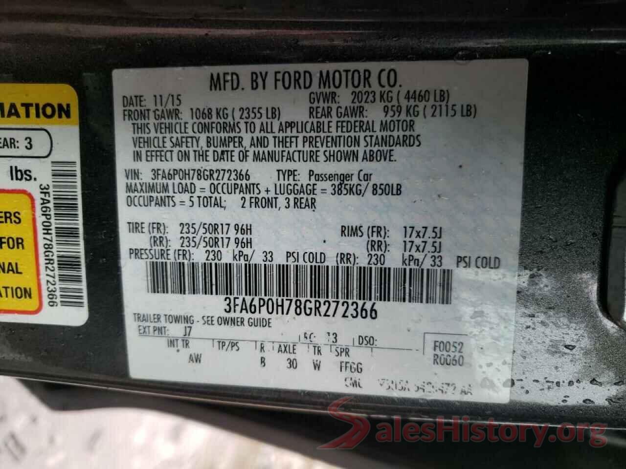 3FA6P0H78GR272366 2016 FORD FUSION