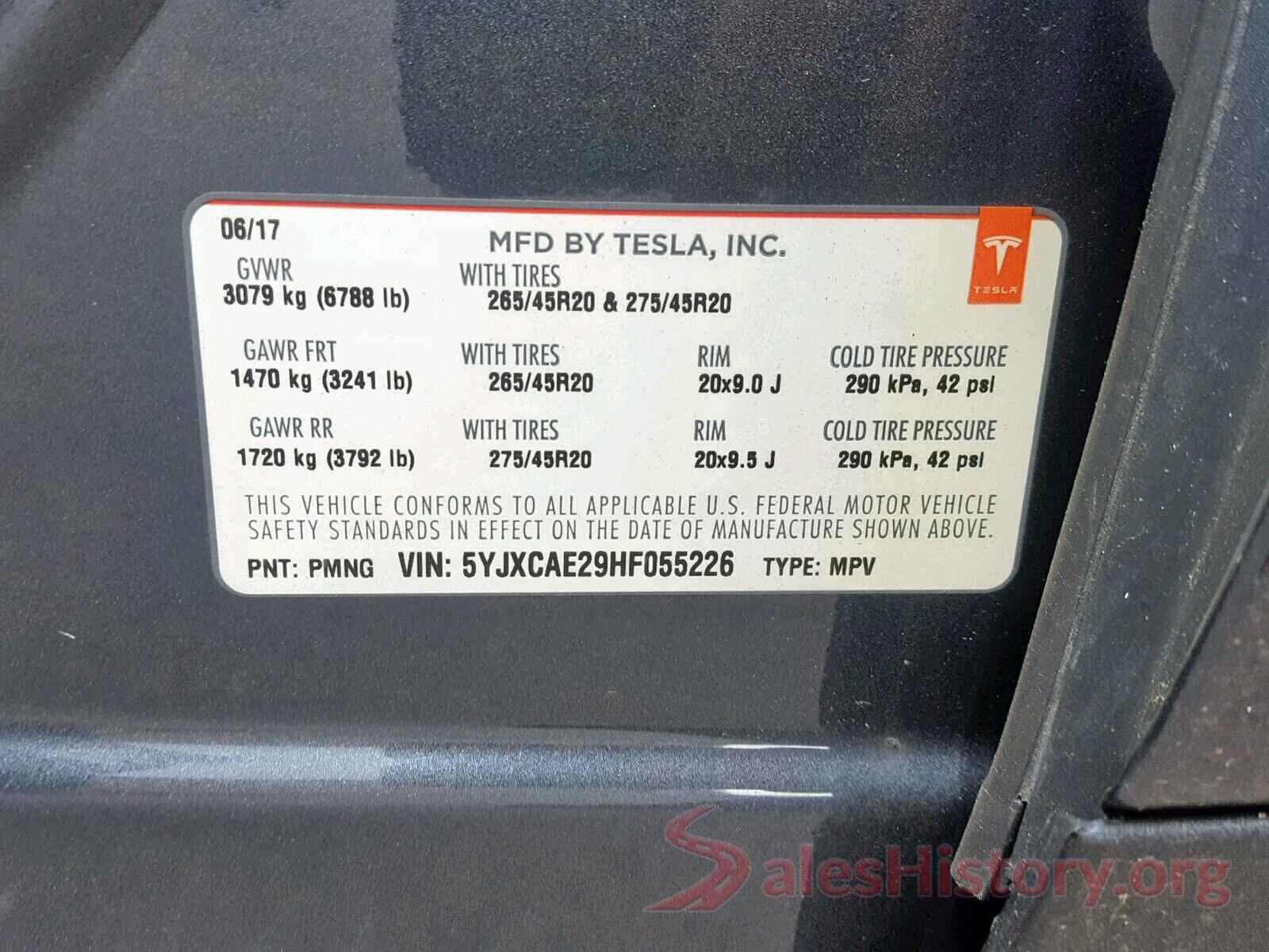 5YJXCAE29HF055226 2017 TESLA MODEL X