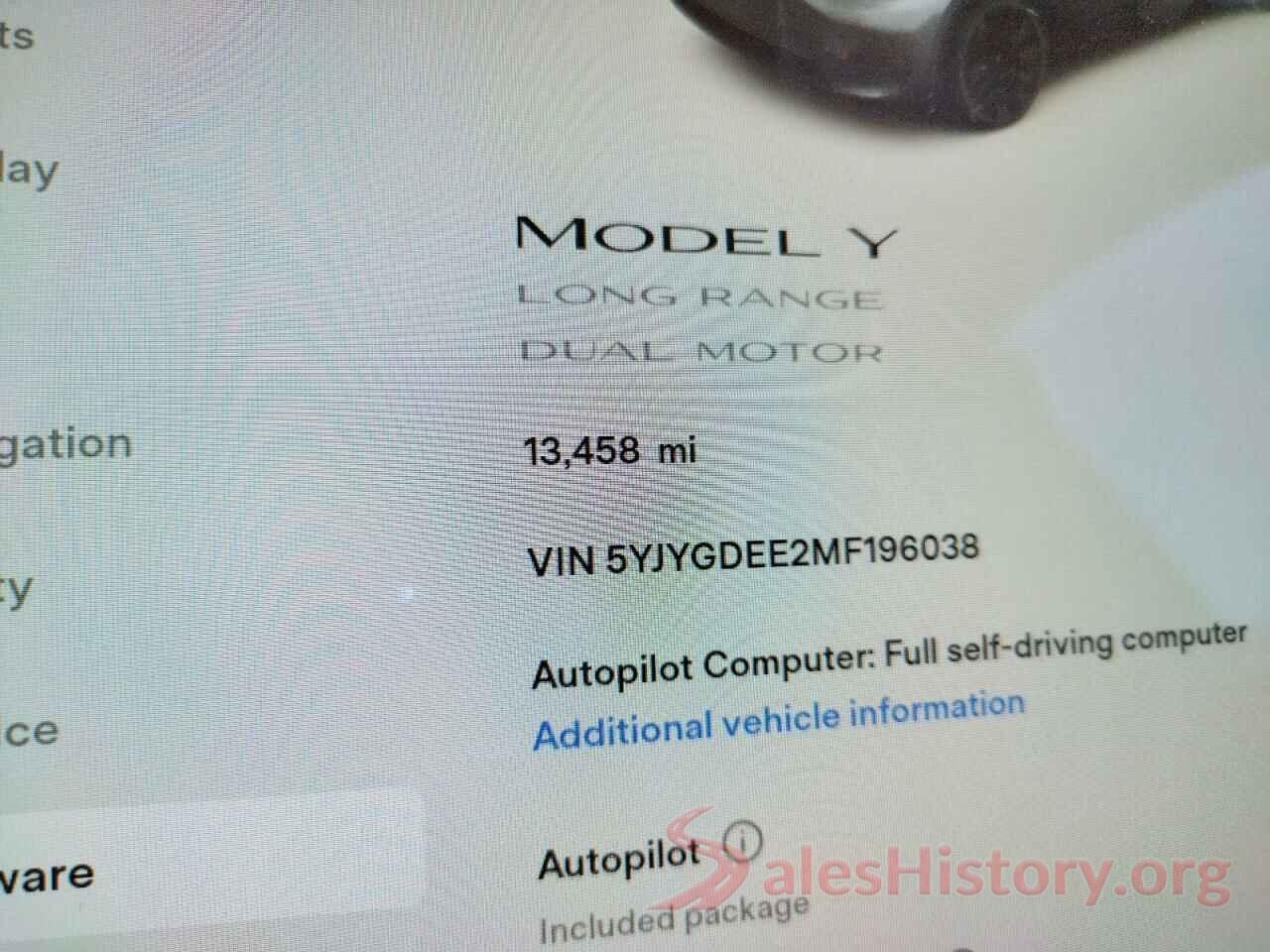 5YJYGDEE2MF196038 2021 TESLA MODEL Y