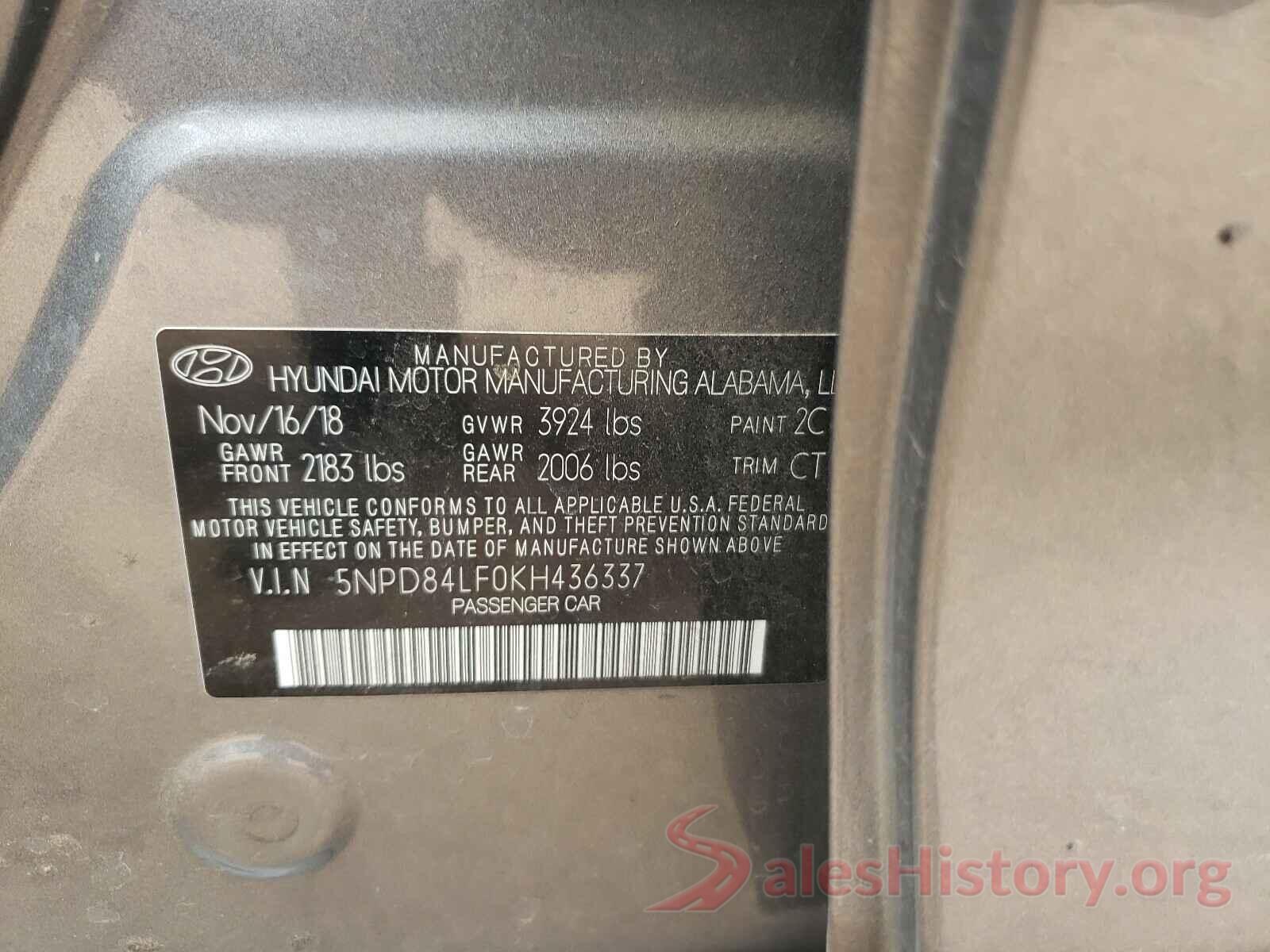 5NPD84LF0KH436337 2019 HYUNDAI ELANTRA