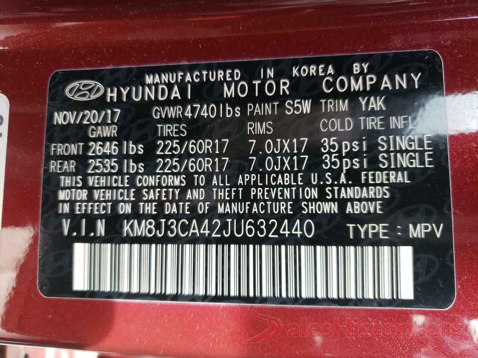 KM8J3CA42JU632440 2018 HYUNDAI TUCSON