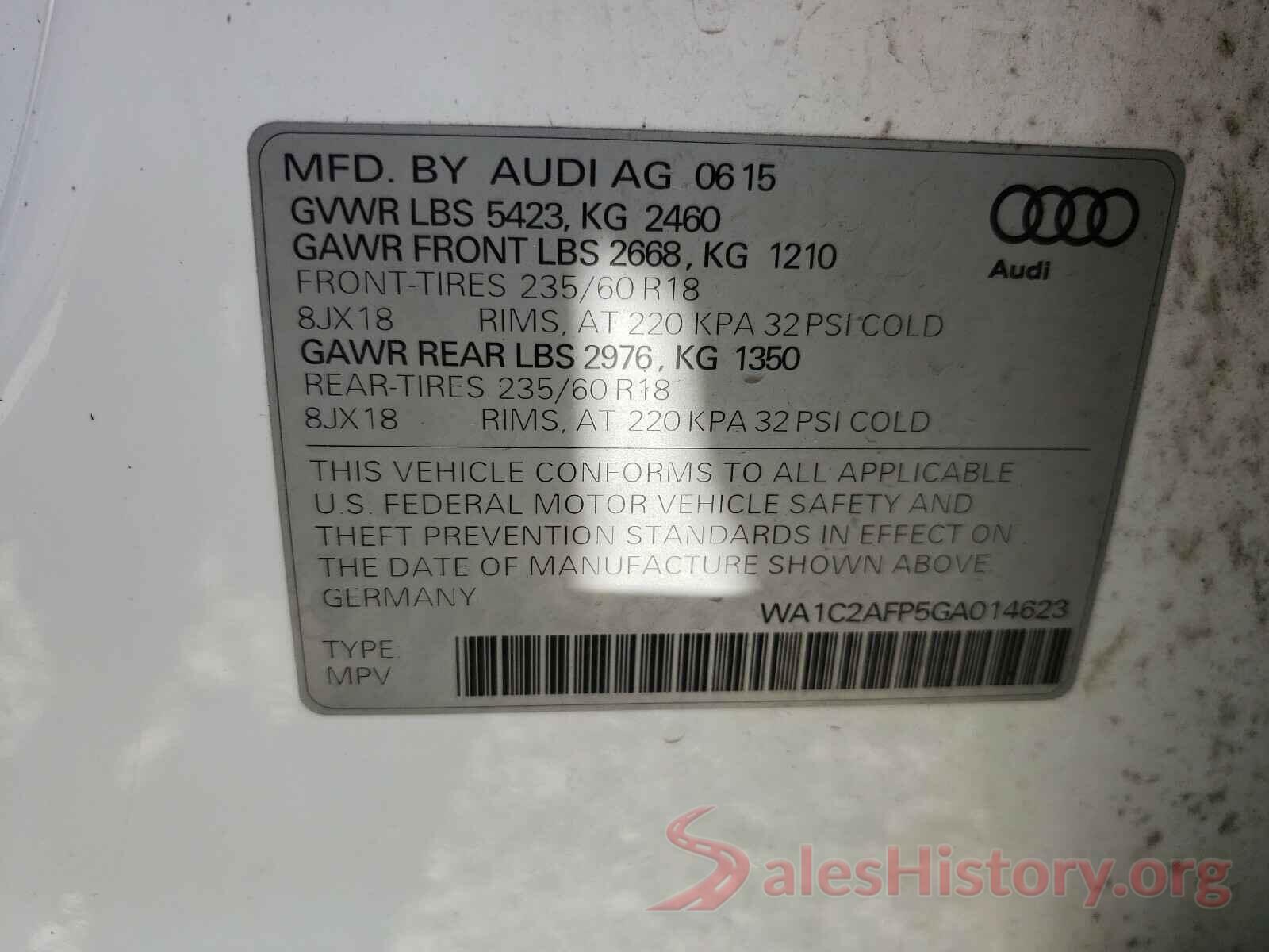 WA1C2AFP5GA014623 2016 AUDI Q5