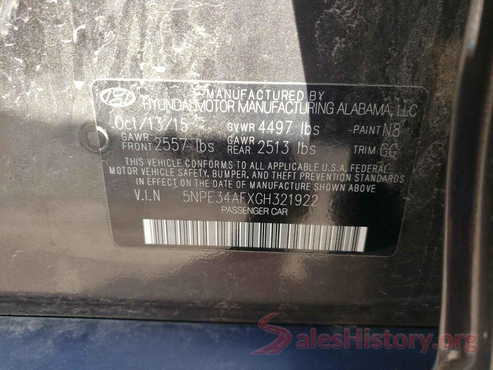 5NPE34AFXGH321922 2016 HYUNDAI SONATA