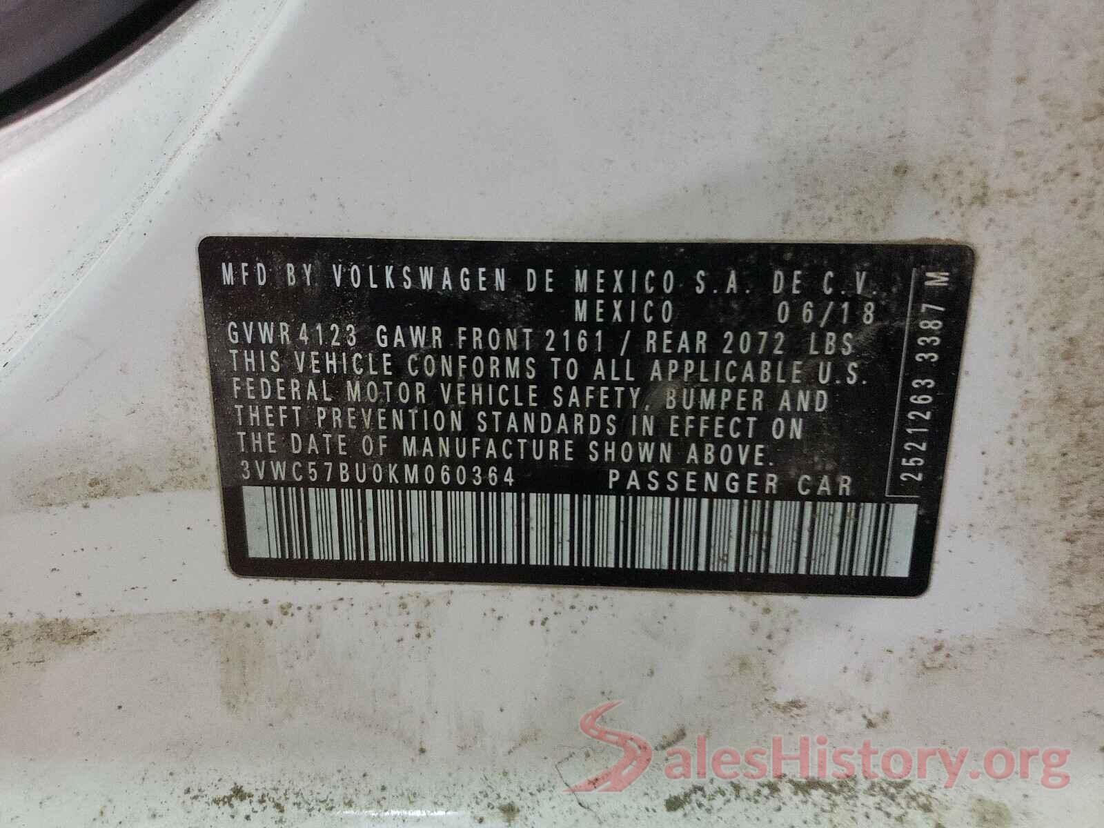 3VWC57BU0KM060364 2019 VOLKSWAGEN JETTA