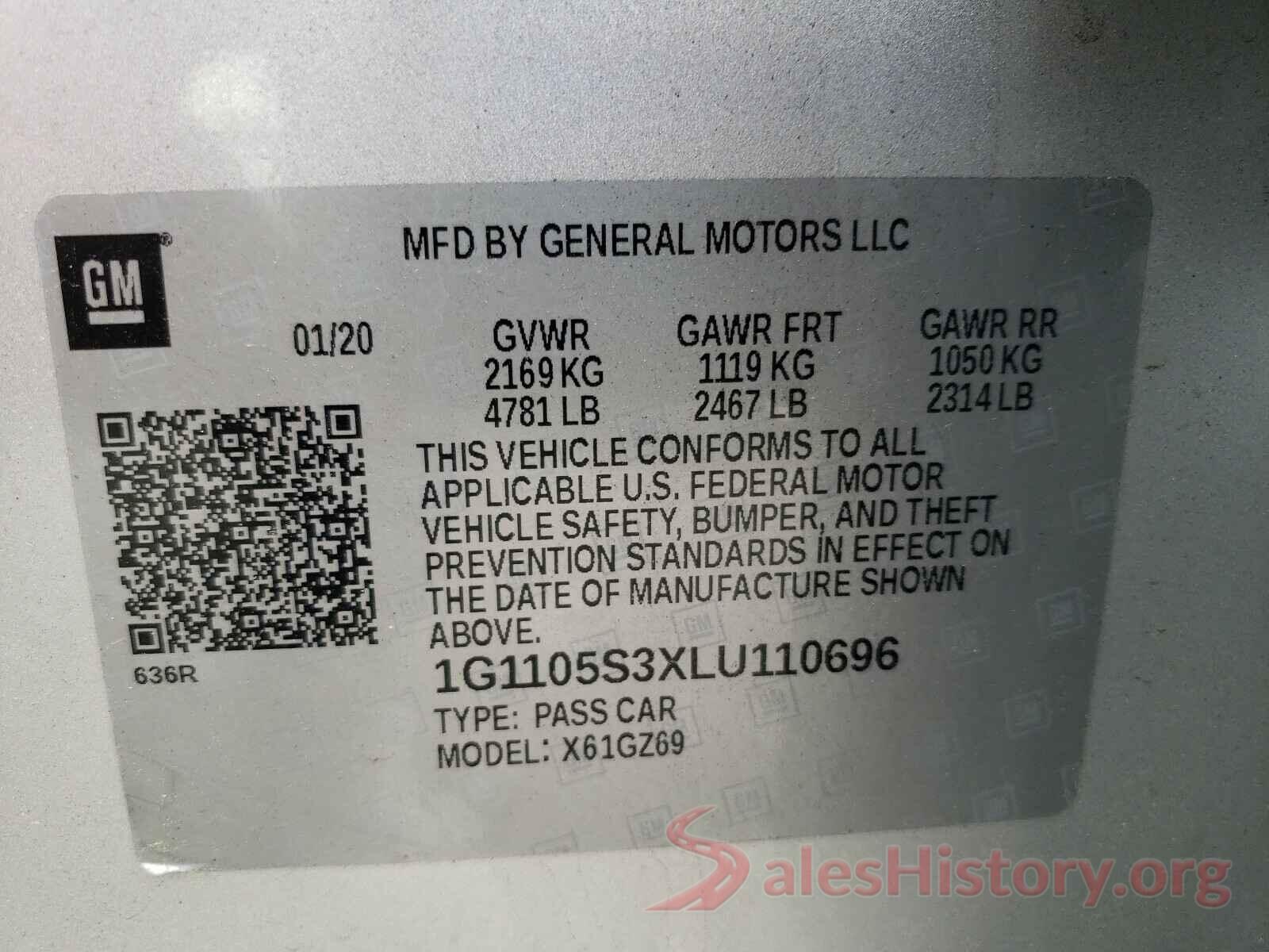 1G1105S3XLU110696 2020 CHEVROLET IMPALA