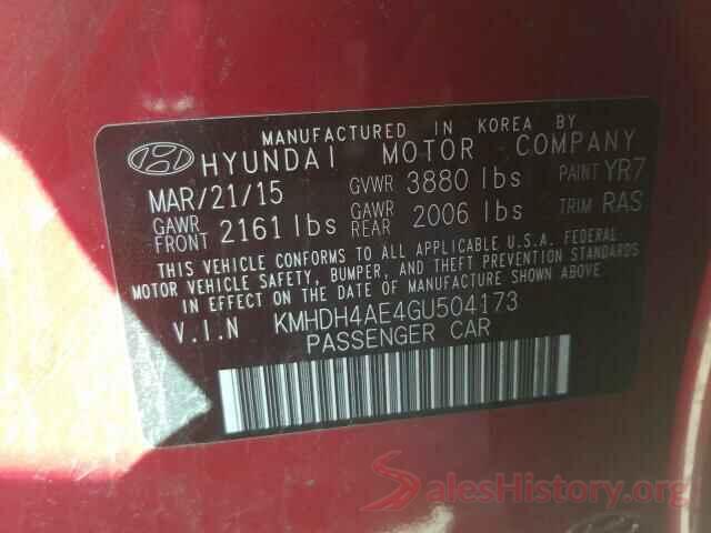 KMHDH4AE4GU504173 2016 HYUNDAI ELANTRA