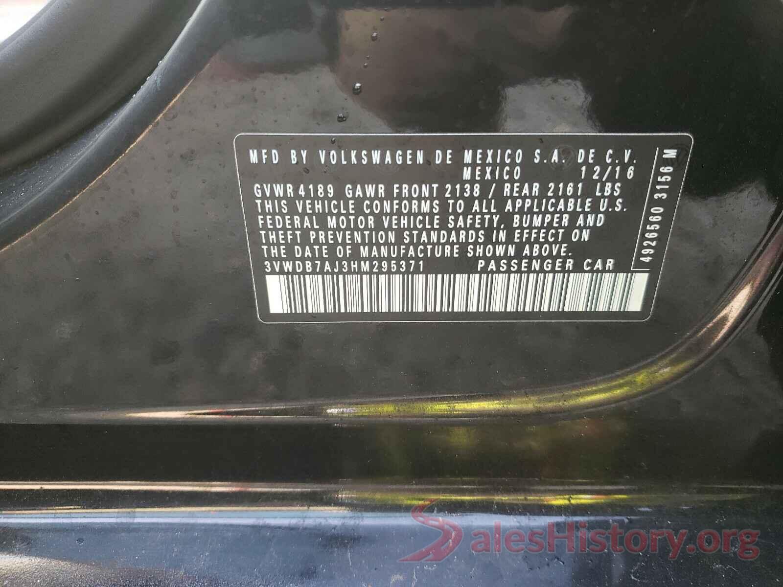 3VWDB7AJ3HM295371 2017 VOLKSWAGEN JETTA