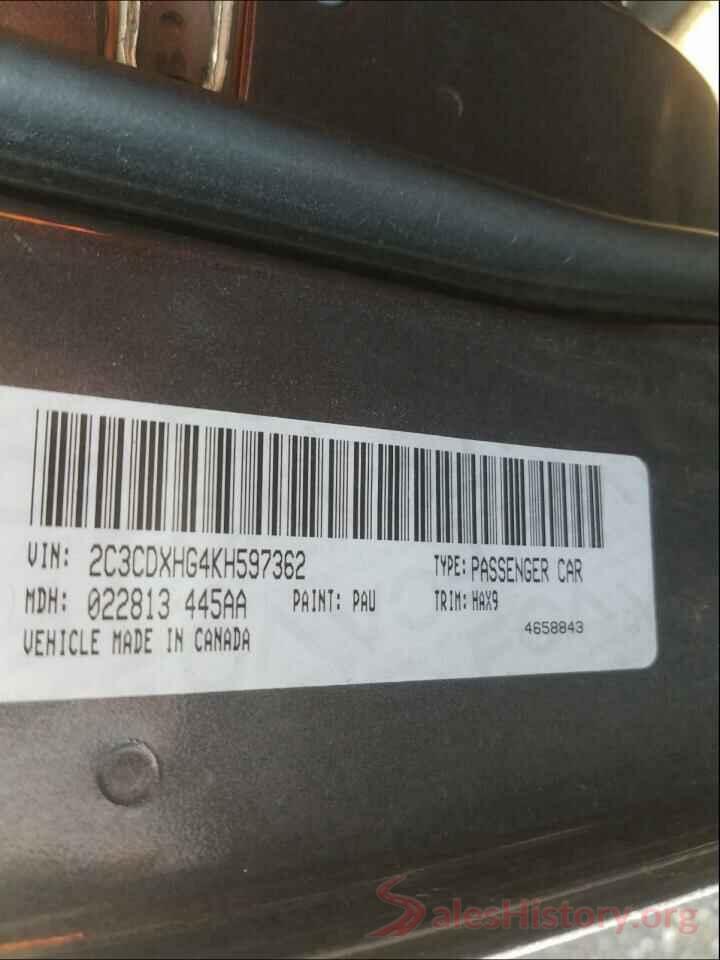 2C3CDXHG4KH597362 2019 DODGE CHARGER