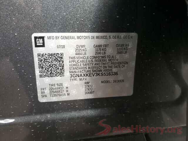 3GNAXKEV3KS516386 2019 CHEVROLET EQUINOX