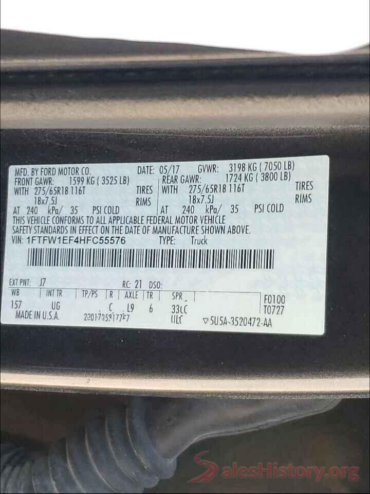 1FTFW1EF4HFC55576 2017 FORD F150