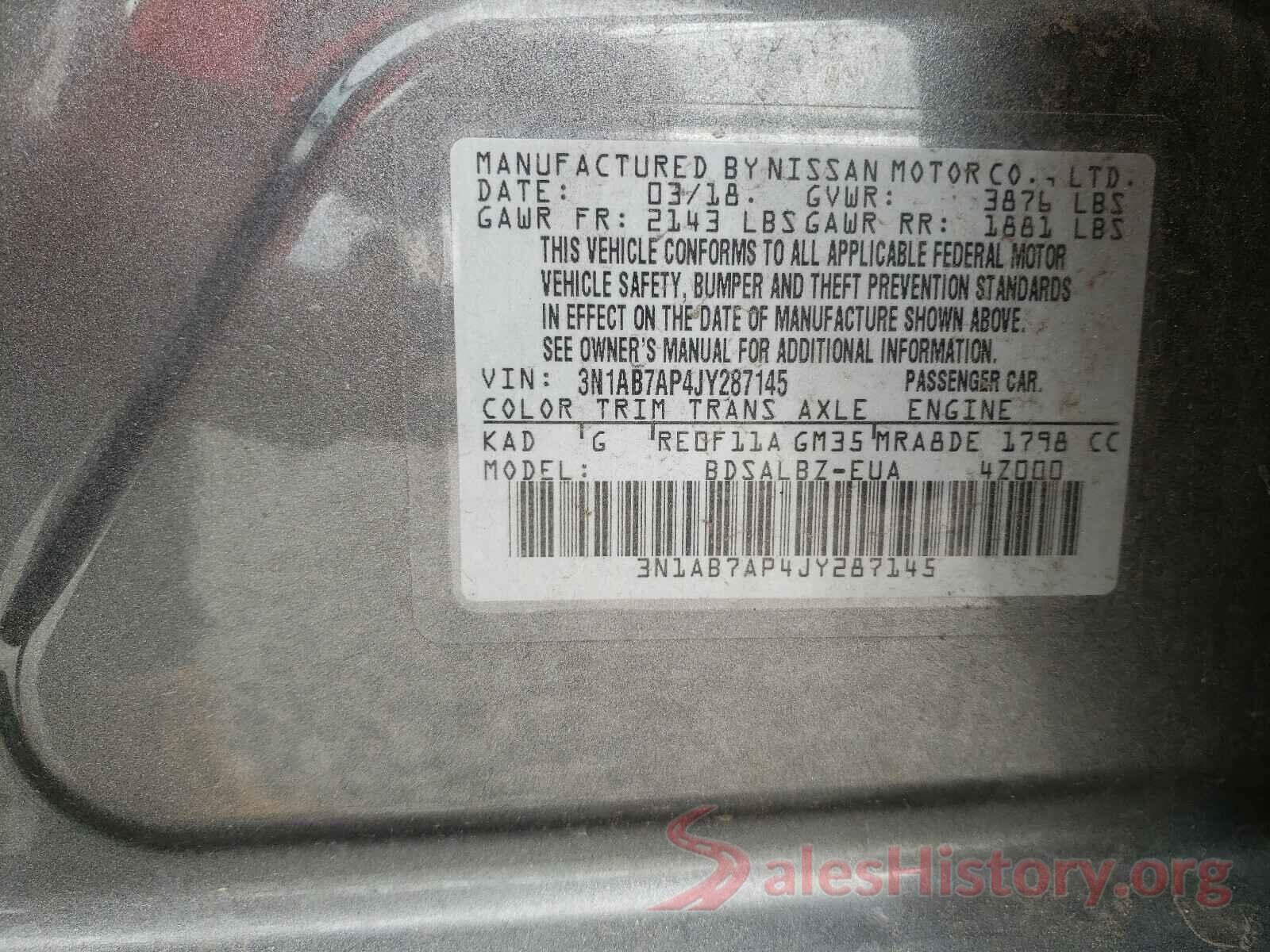 3N1AB7AP4JY287145 2018 NISSAN SENTRA