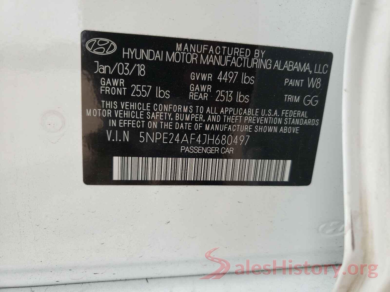 5NPE24AF4JH680497 2018 HYUNDAI SONATA