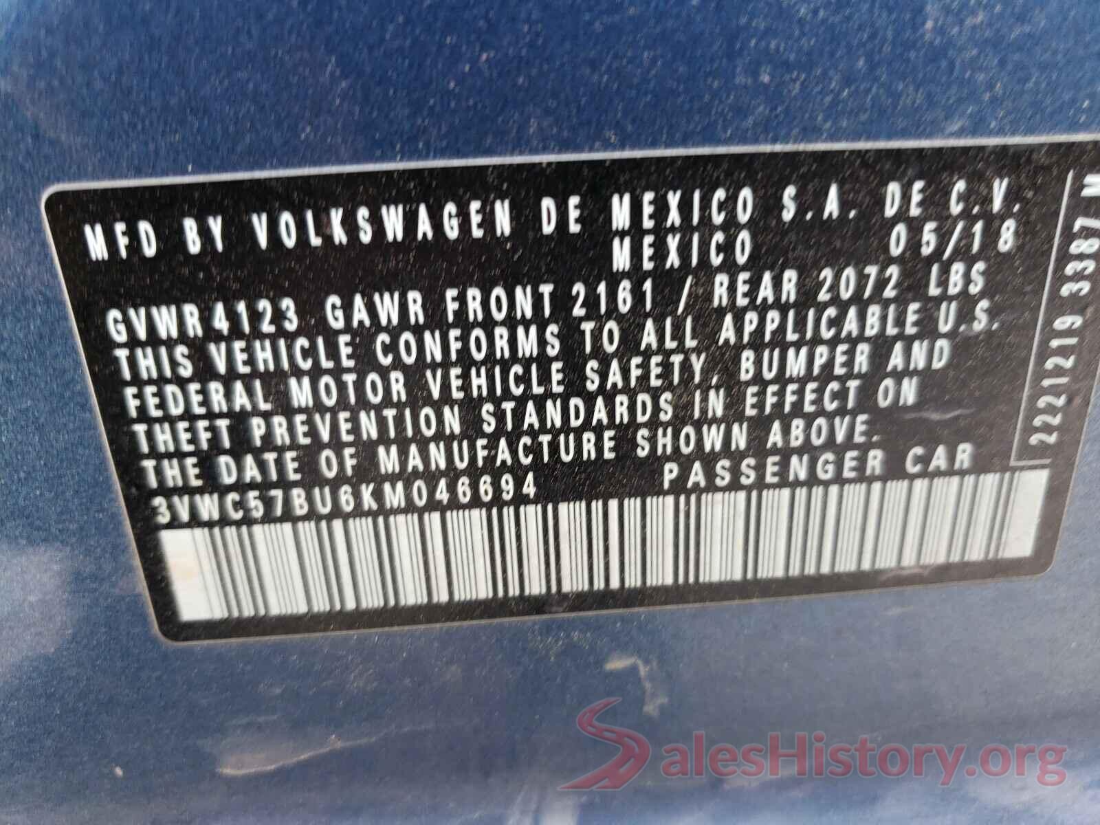 3VWC57BU6KM046694 2019 VOLKSWAGEN JETTA