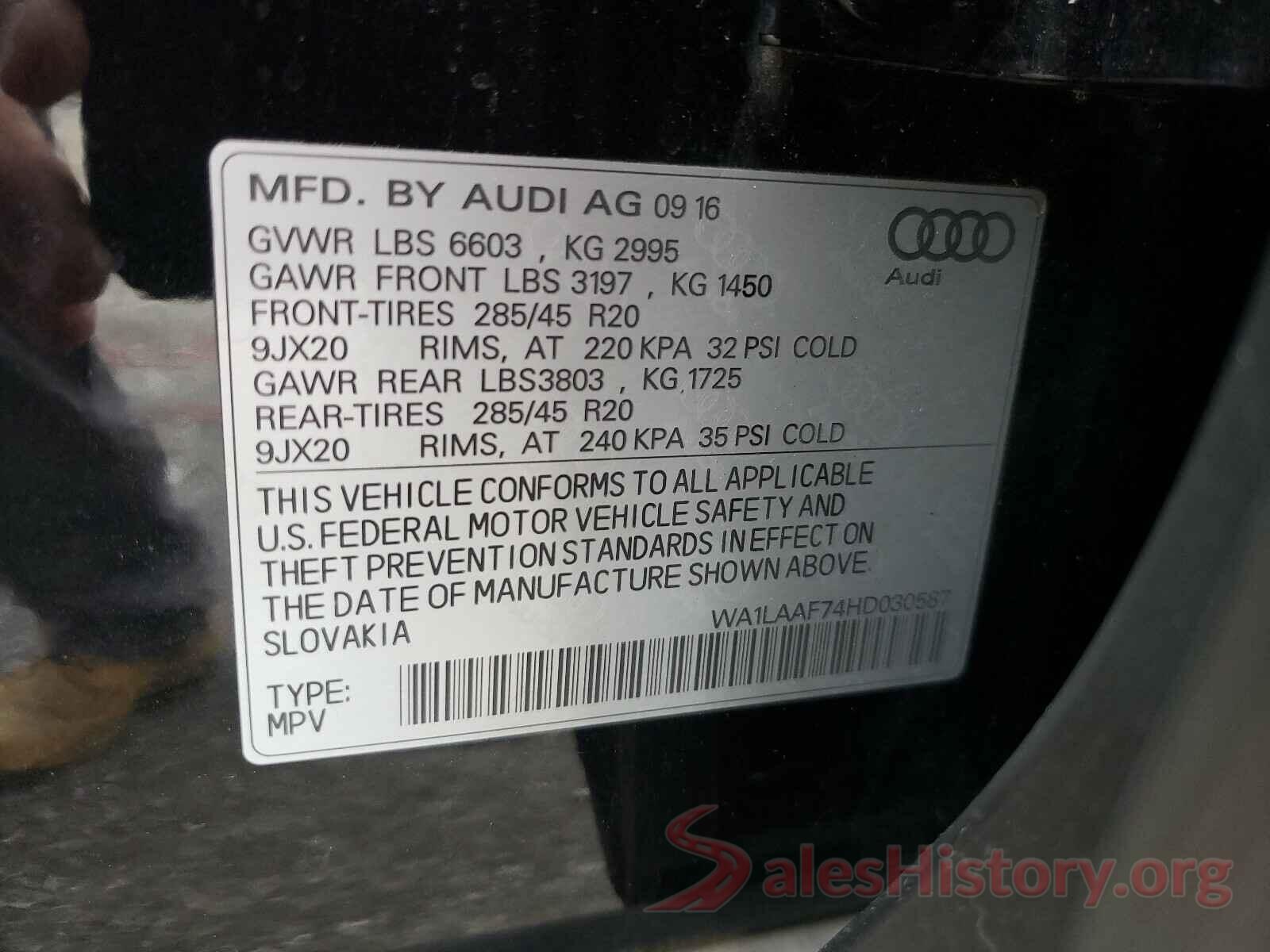 WA1LAAF74HD030587 2017 AUDI Q7