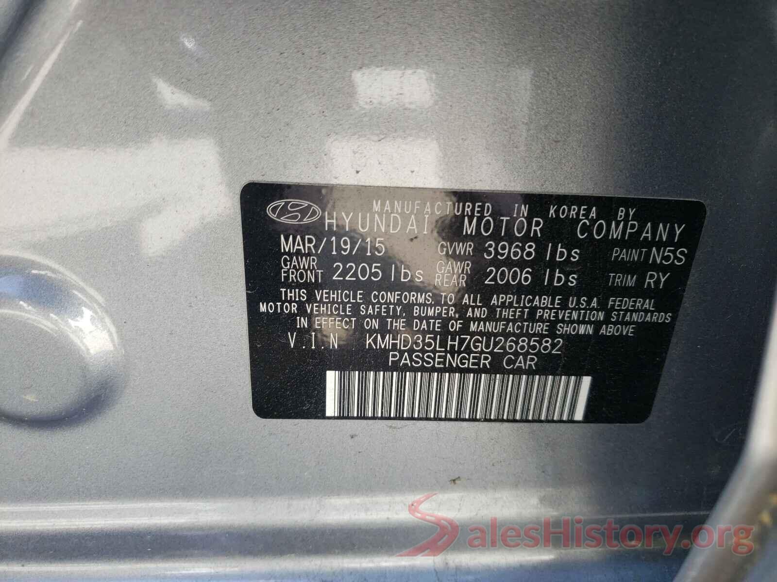 KMHD35LH7GU268582 2016 HYUNDAI ELANTRA